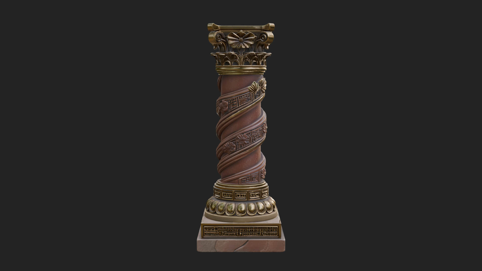 Spiral Carved Stone Column Design 2 3D Print Model 3D Model