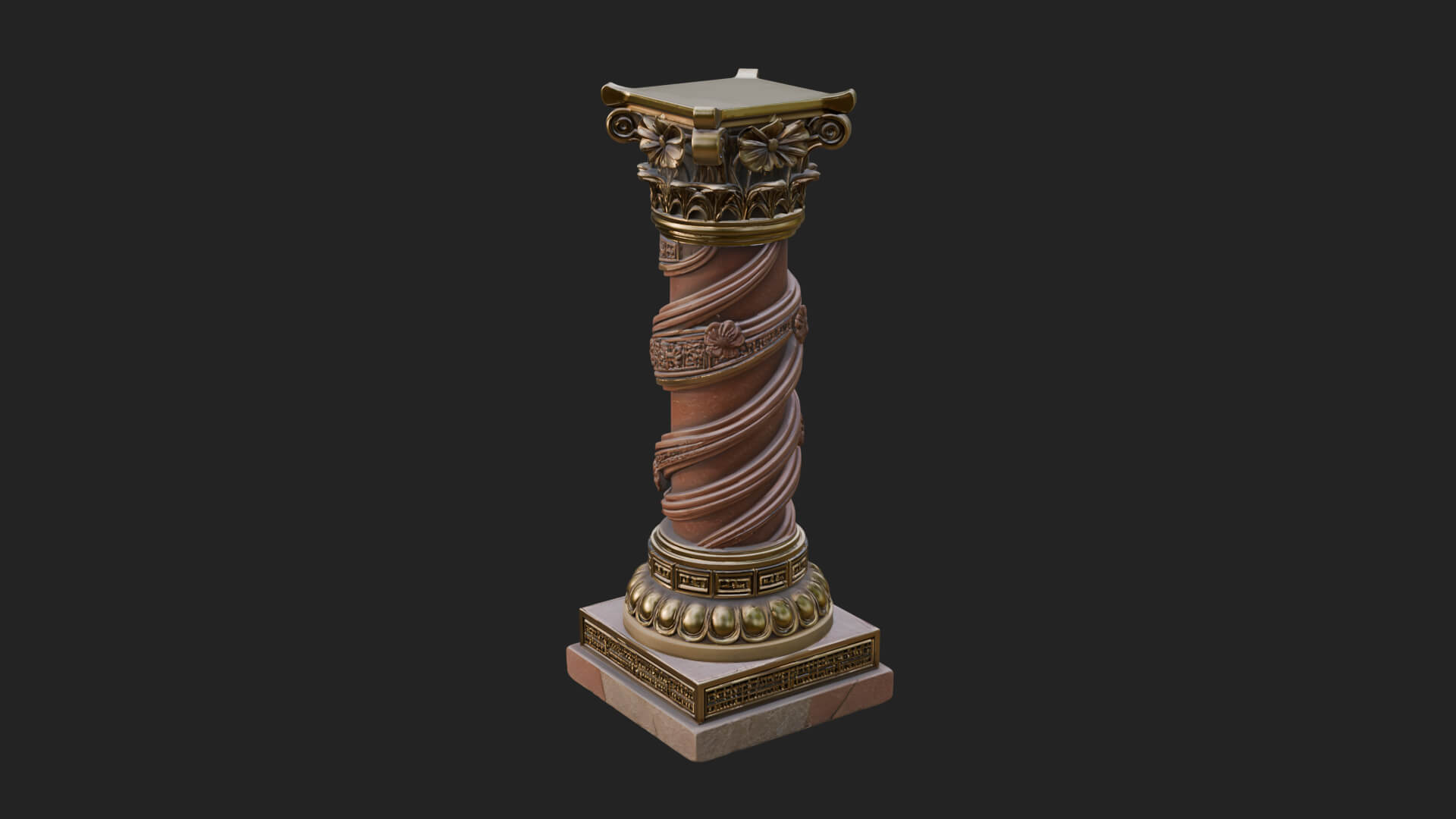 Spiral Carved Stone Column Design 2 3D Print Model 3D Model