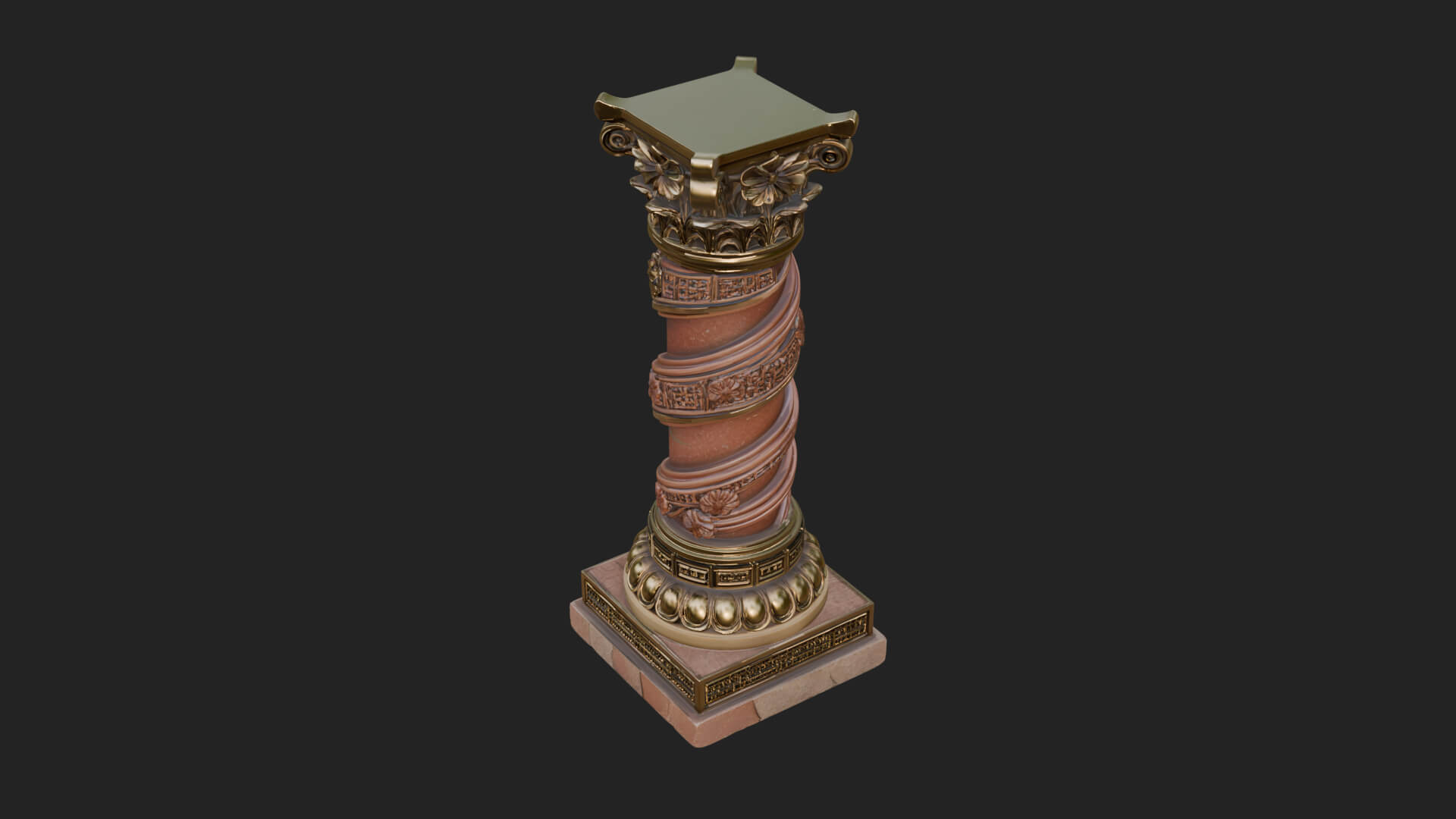 Spiral Carved Stone Column Design 2 3D Print Model 3D Model