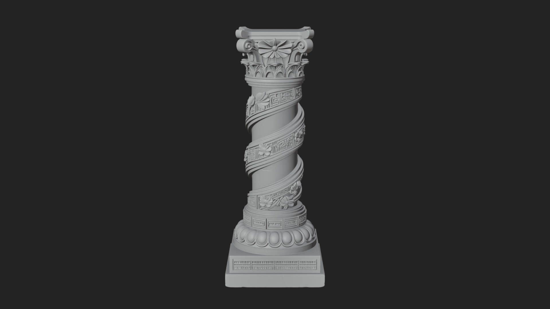 Spiral Carved Stone Column Design 2 3D Print Model 3D Model
