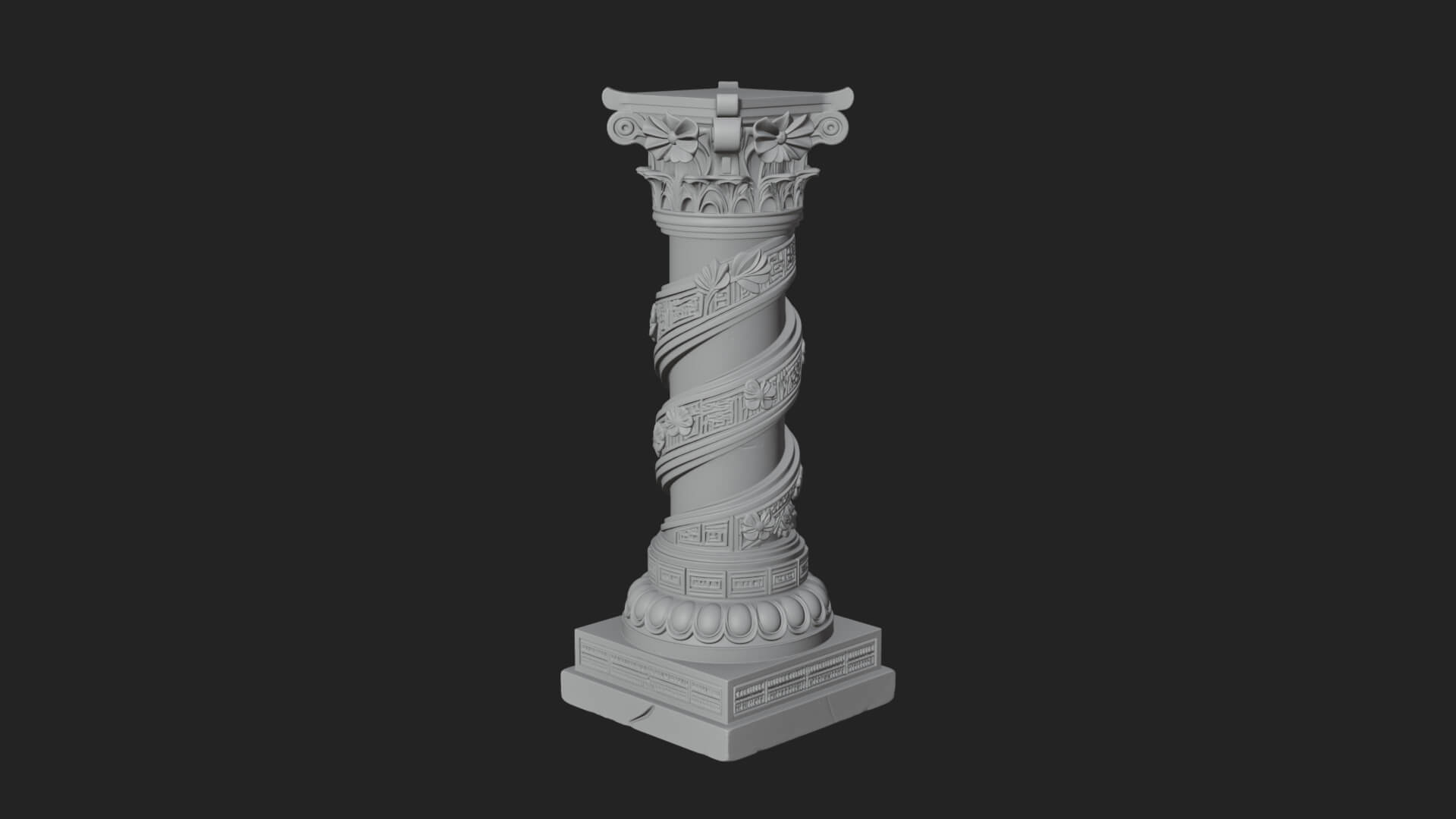 Spiral Carved Stone Column Design 2 3D Print Model 3D Model
