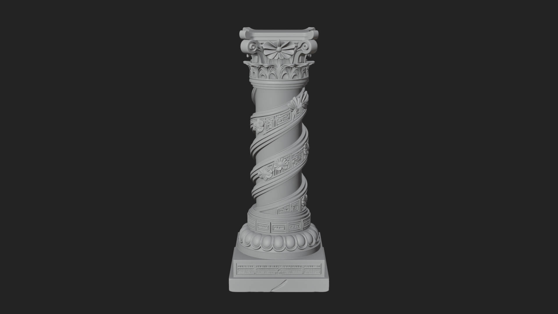 Spiral Carved Stone Column Design 2 3D Print Model 3D Model