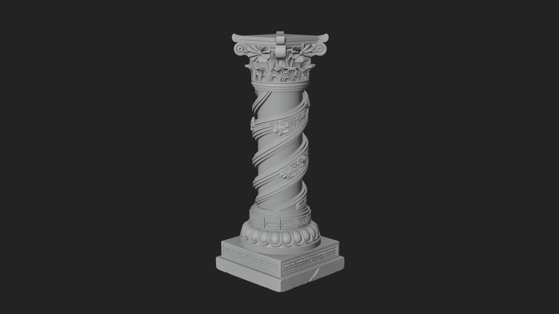 Spiral Carved Stone Column Design 2 3D Print Model 3D Model