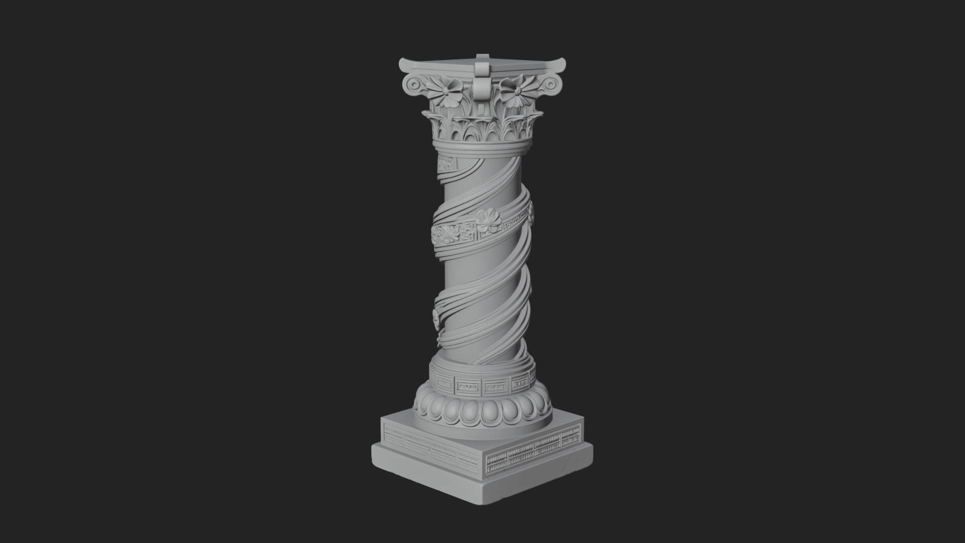 Spiral Carved Stone Column Design 2 3D Print Model 3D Model