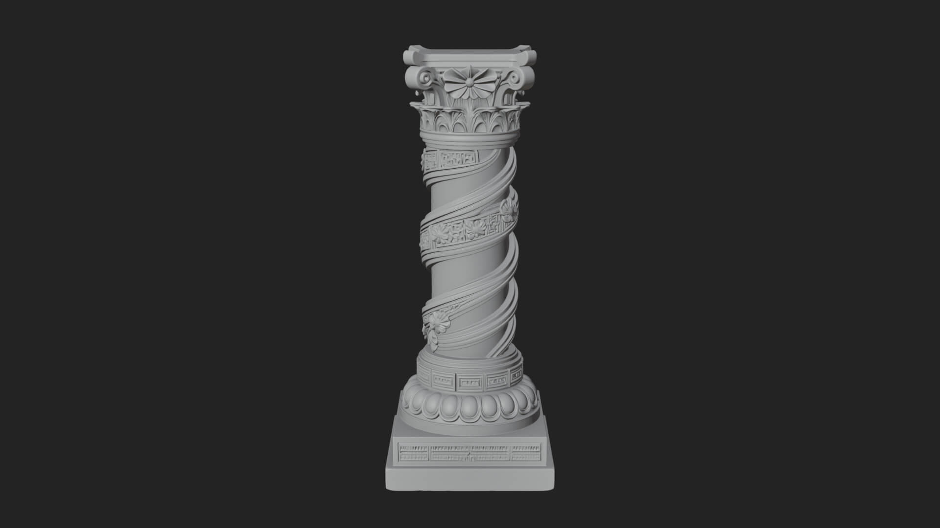 Spiral Carved Stone Column Design 2 3D Print Model 3D Model