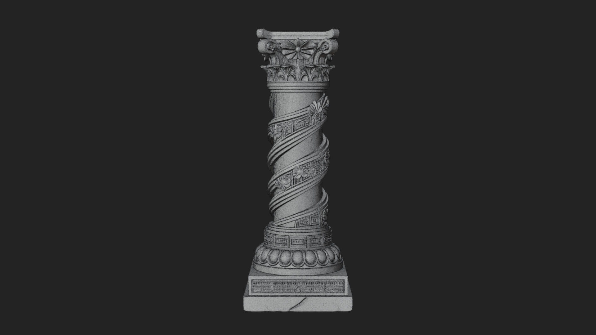 Spiral Carved Stone Column Design 2 3D Print Model 3D Model
