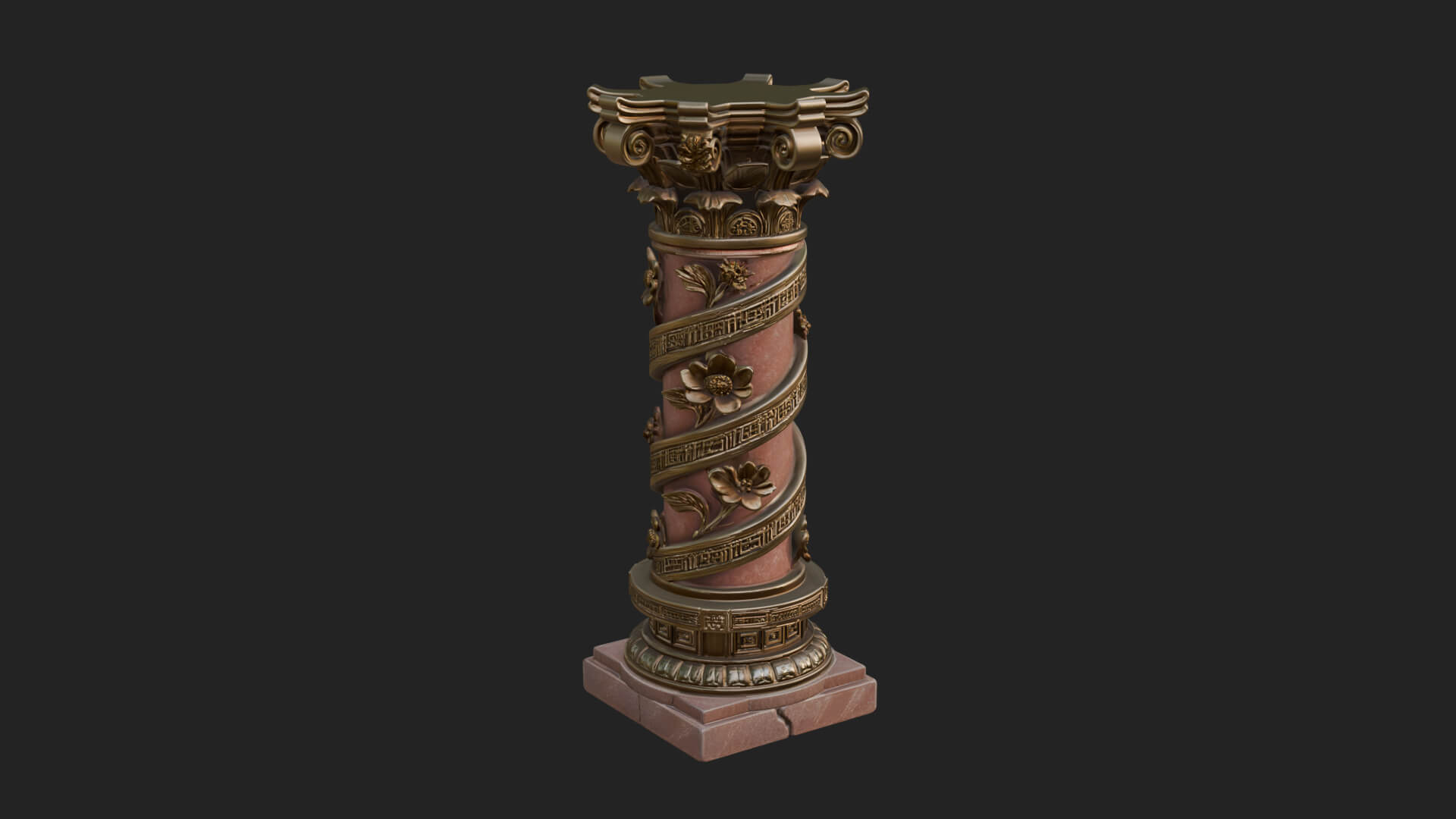 Spiral Carved Stone Column Design 3 3D Print Model 3D Model