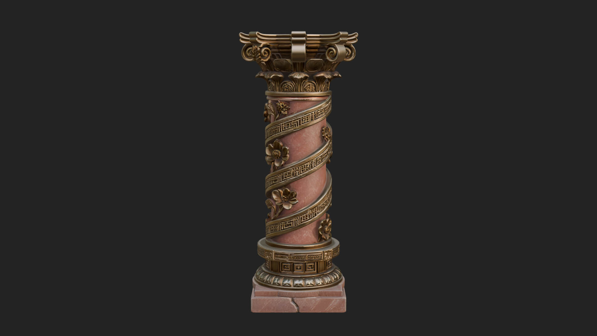 Spiral Carved Stone Column Design 3 3D Print Model 3D Model
