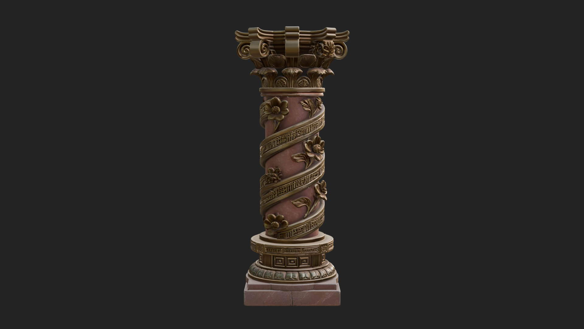 Spiral Carved Stone Column Design 3 3D Print Model 3D Model