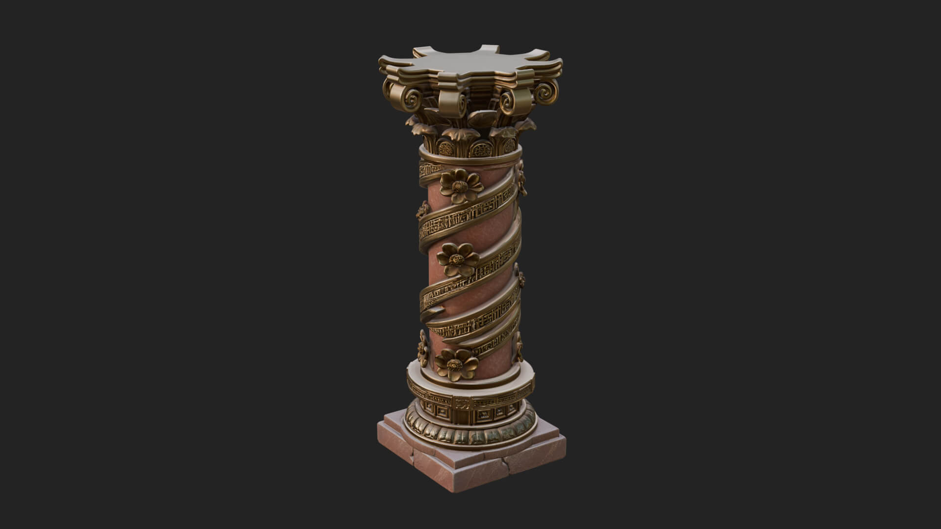 Spiral Carved Stone Column Design 3 3D Print Model 3D Model