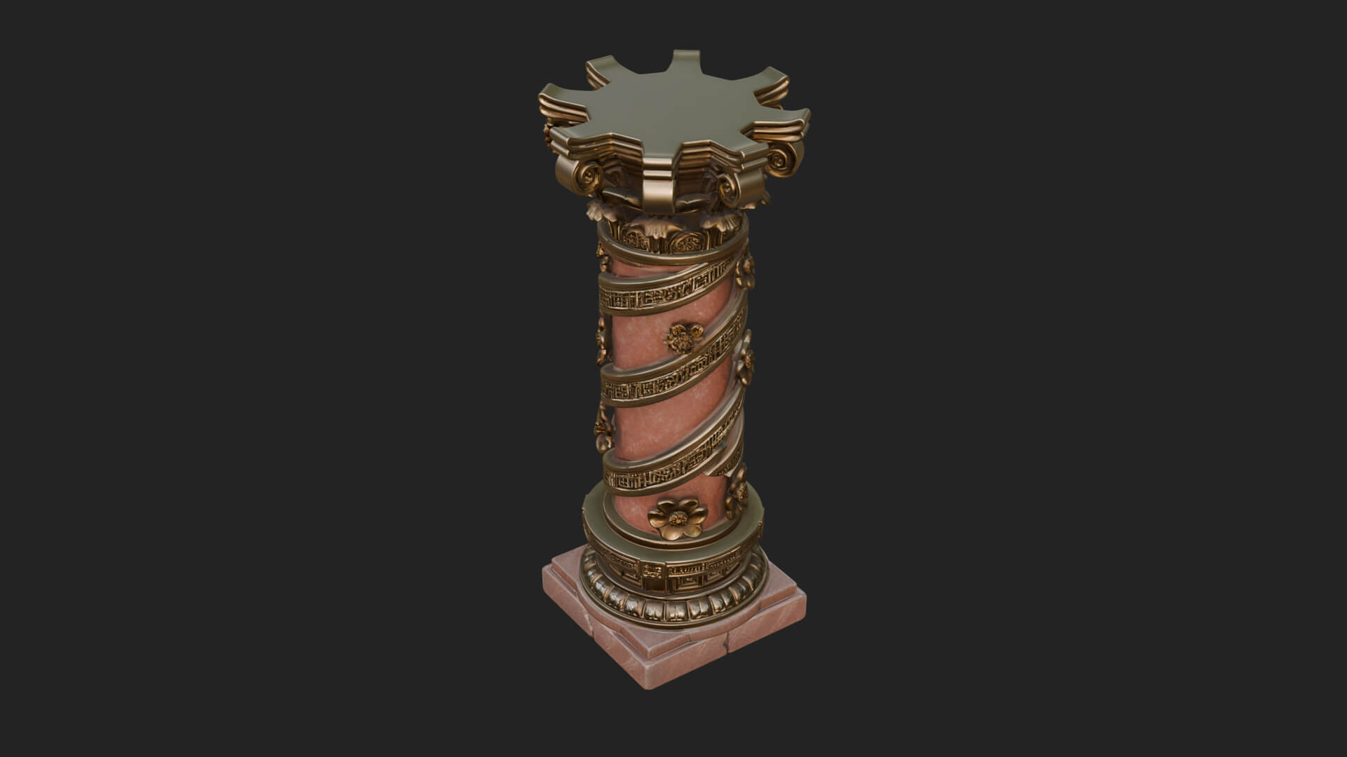 Spiral Carved Stone Column Design 3 3D Print Model 3D Model