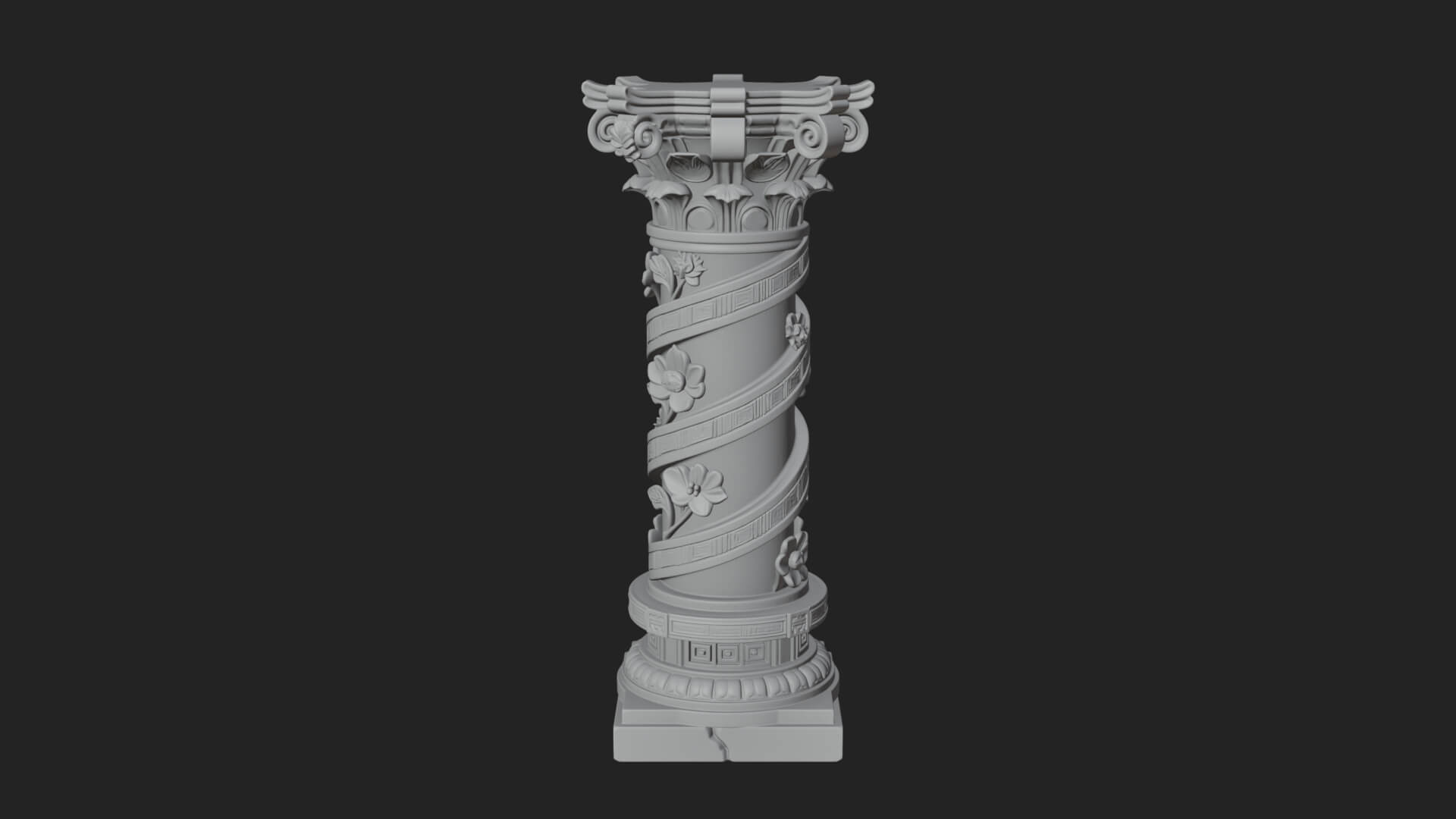 Spiral Carved Stone Column Design 3 3D Print Model 3D Model