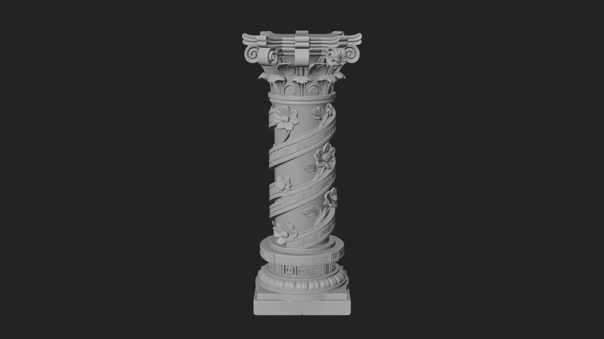 Spiral Carved Stone Column Design 3 3D Print Model 3D Model