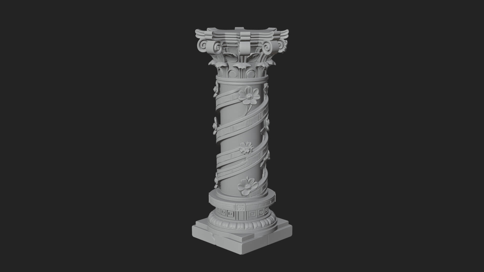 Spiral Carved Stone Column Design 3 3D Print Model 3D Model