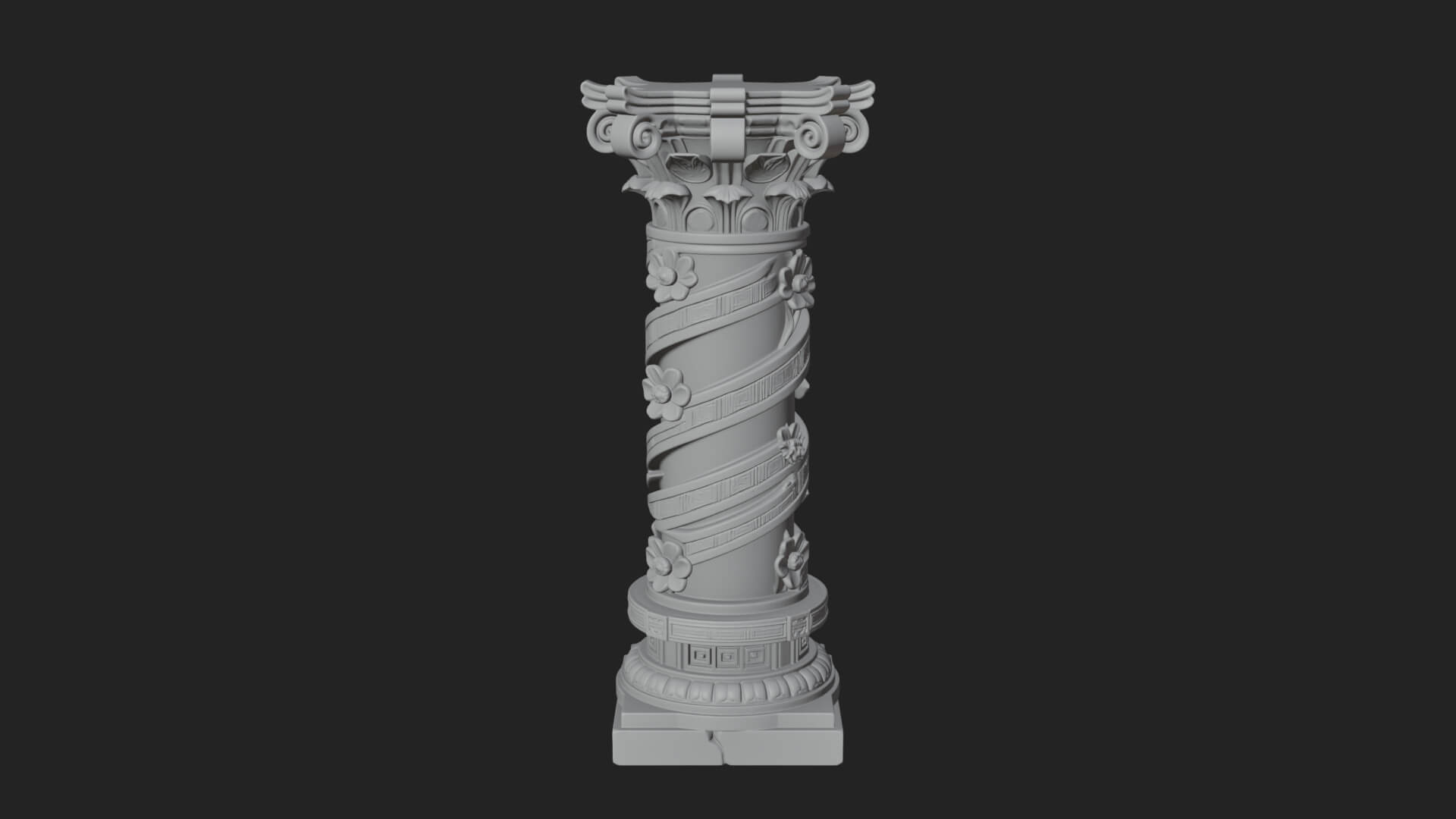 Spiral Carved Stone Column Design 3 3D Print Model 3D Model