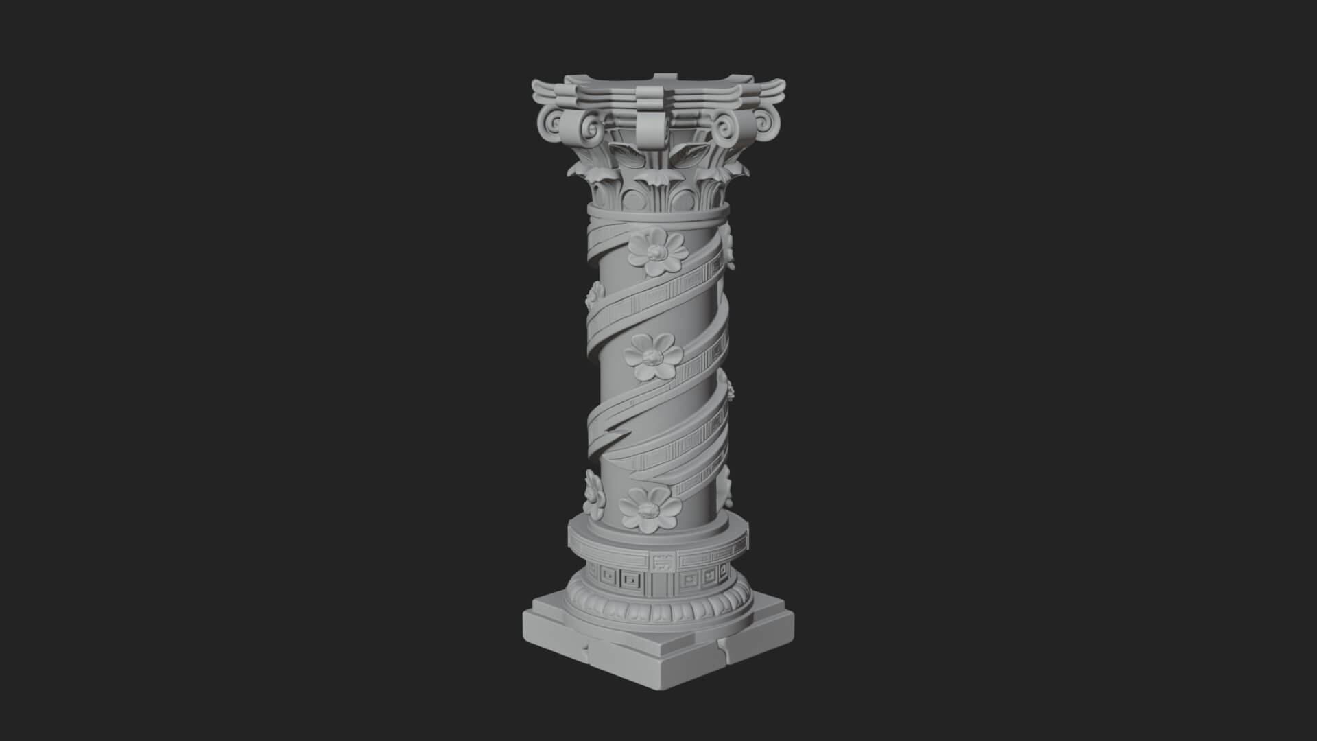 Spiral Carved Stone Column Design 3 3D Print Model 3D Model