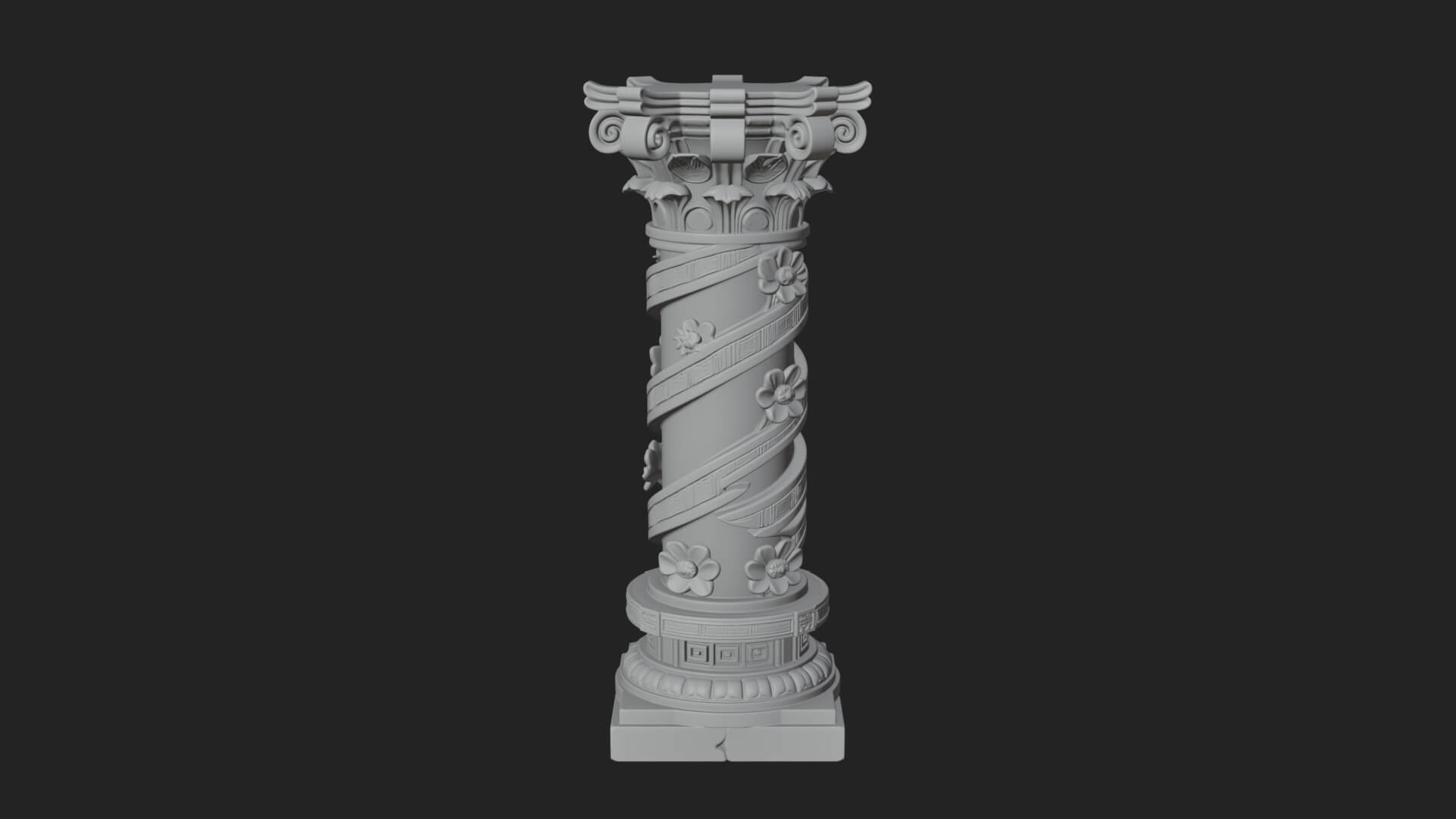 Spiral Carved Stone Column Design 3 3D Print Model 3D Model