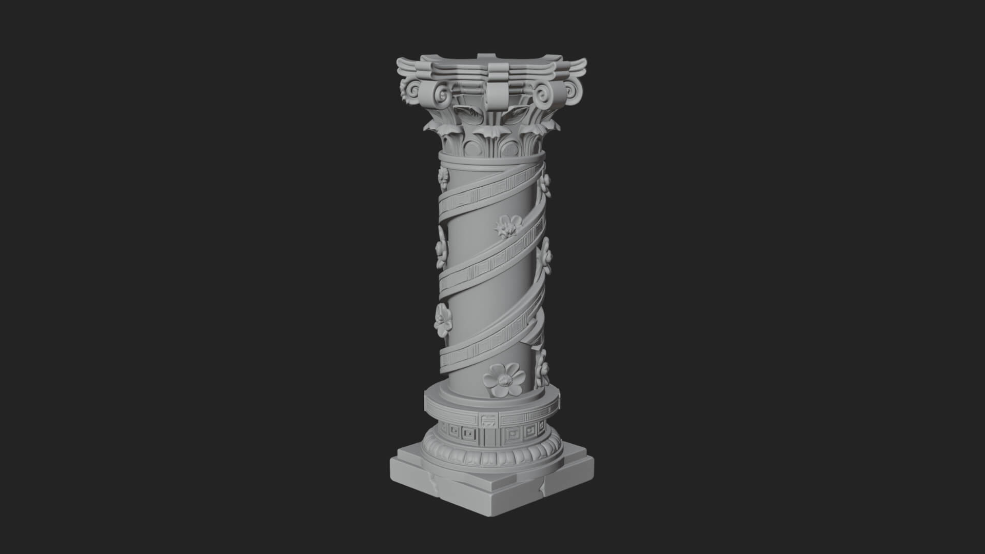 Spiral Carved Stone Column Design 3 3D Print Model 3D Model