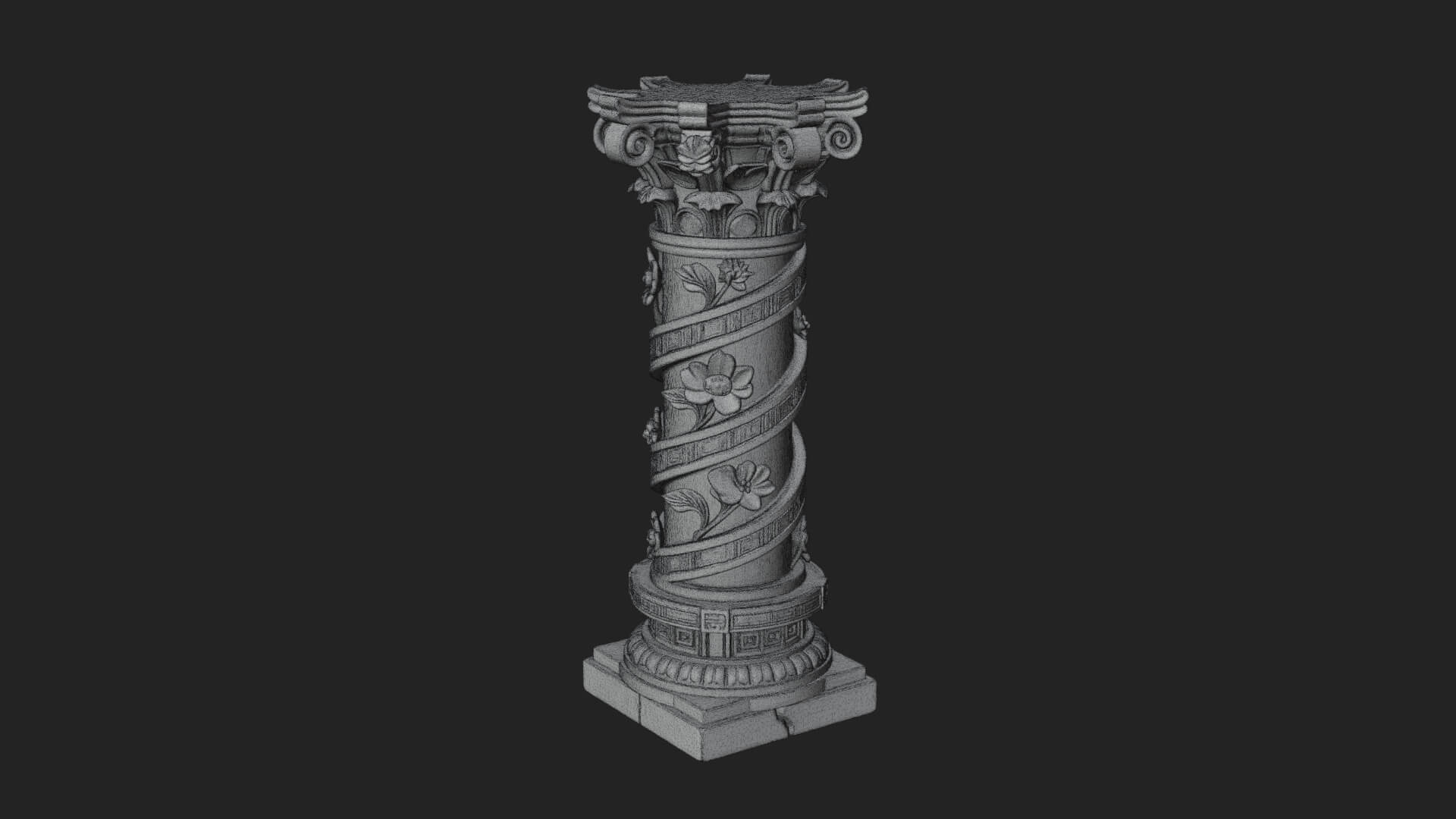 Spiral Carved Stone Column Design 3 3D Print Model 3D Model