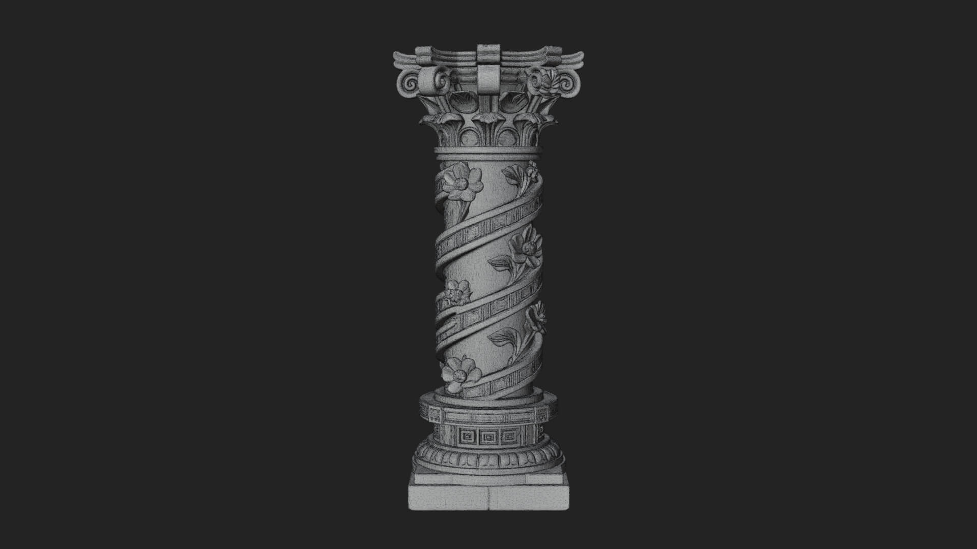 Spiral Carved Stone Column Design 3 3D Print Model 3D Model