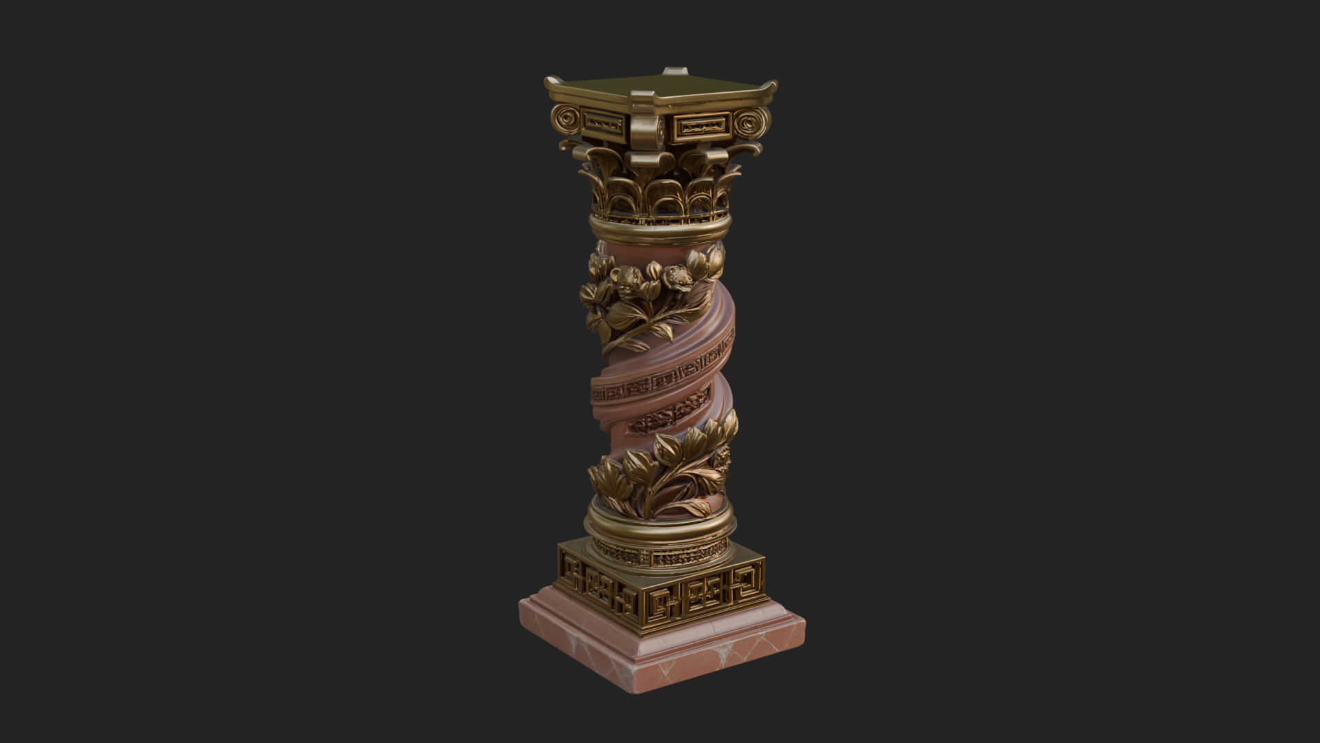 Spiral Carved Stone Column Design 4 3D Print Model 3D Model