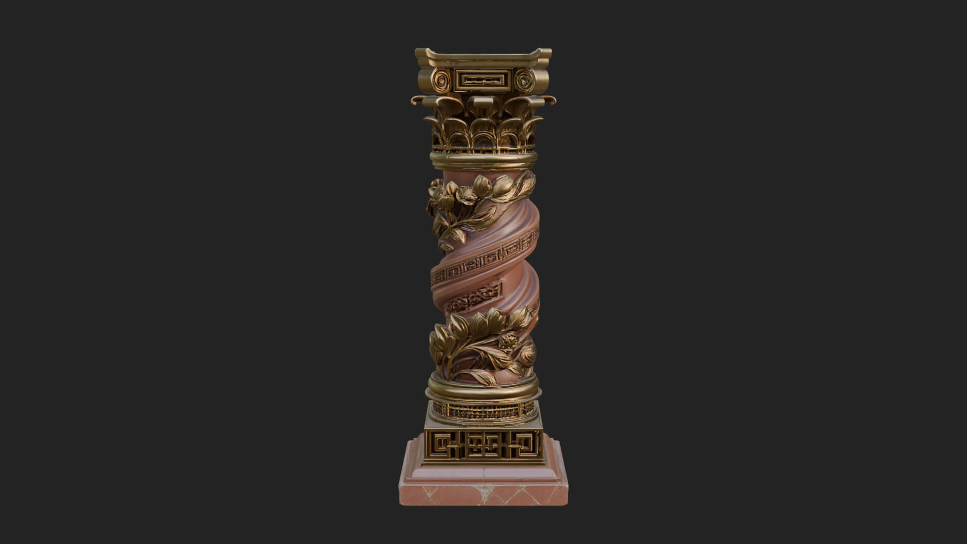 Spiral Carved Stone Column Design 4 3D Print Model 3D Model