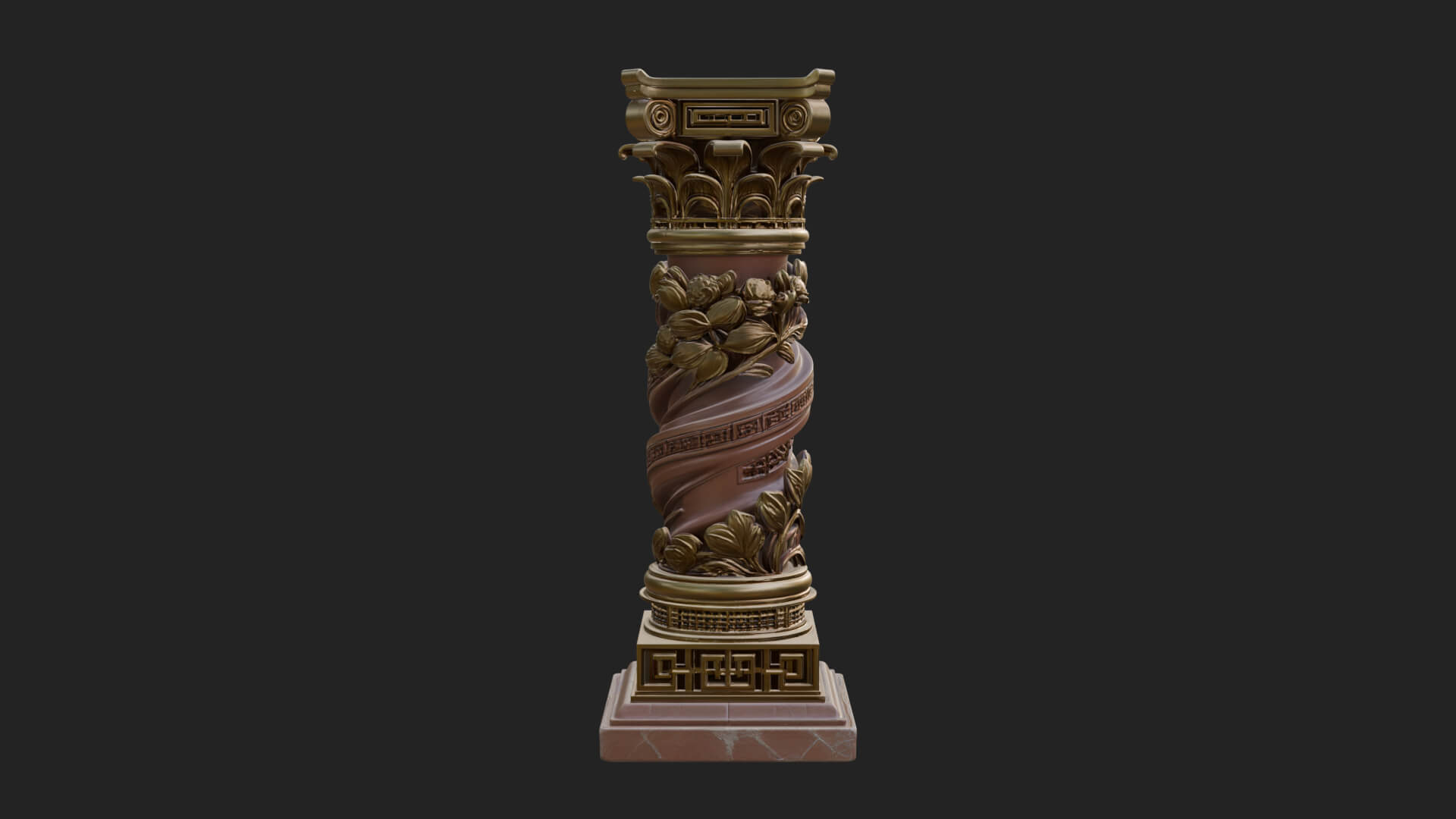 Spiral Carved Stone Column Design 4 3D Print Model 3D Model