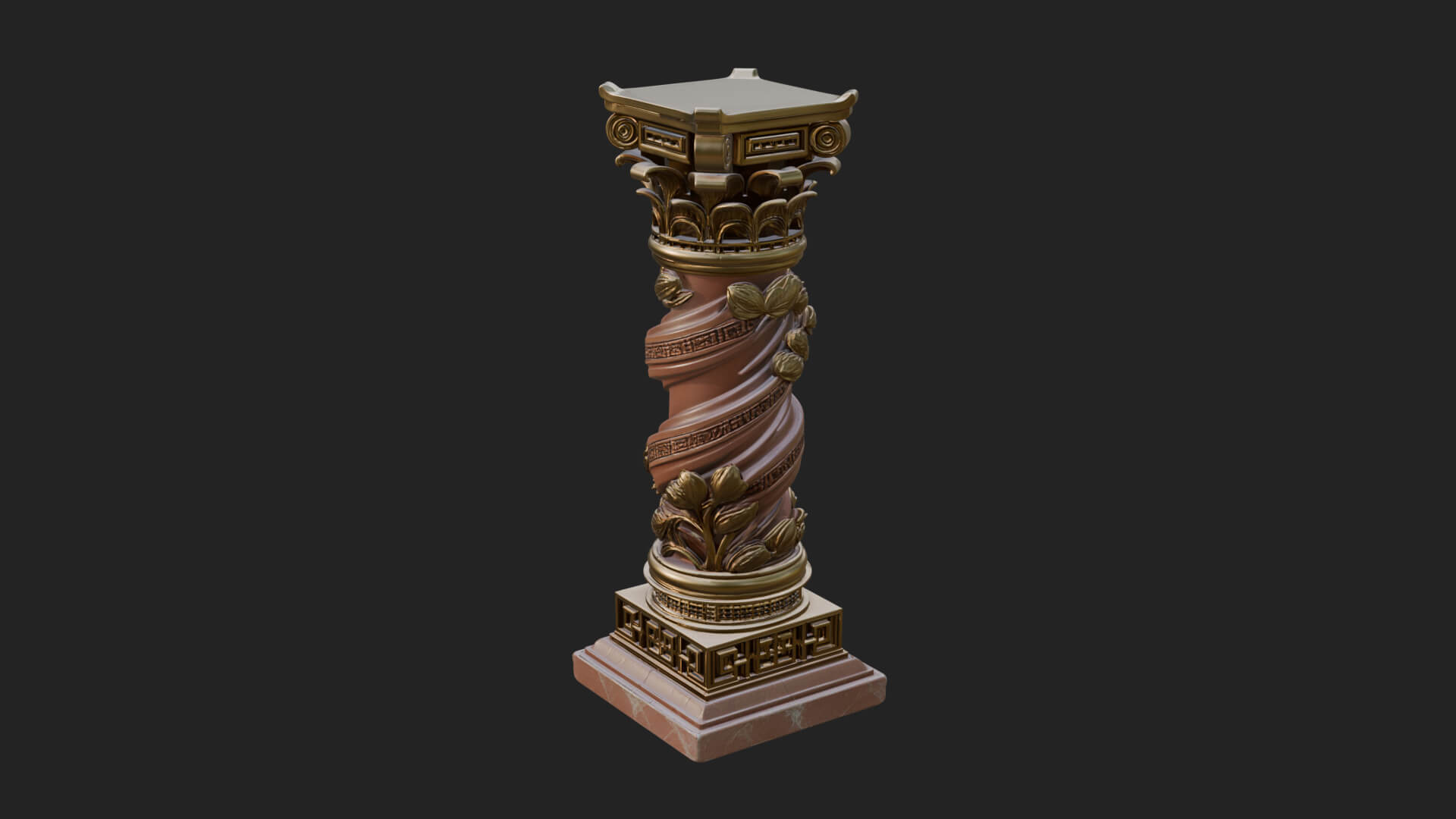 Spiral Carved Stone Column Design 4 3D Print Model 3D Model