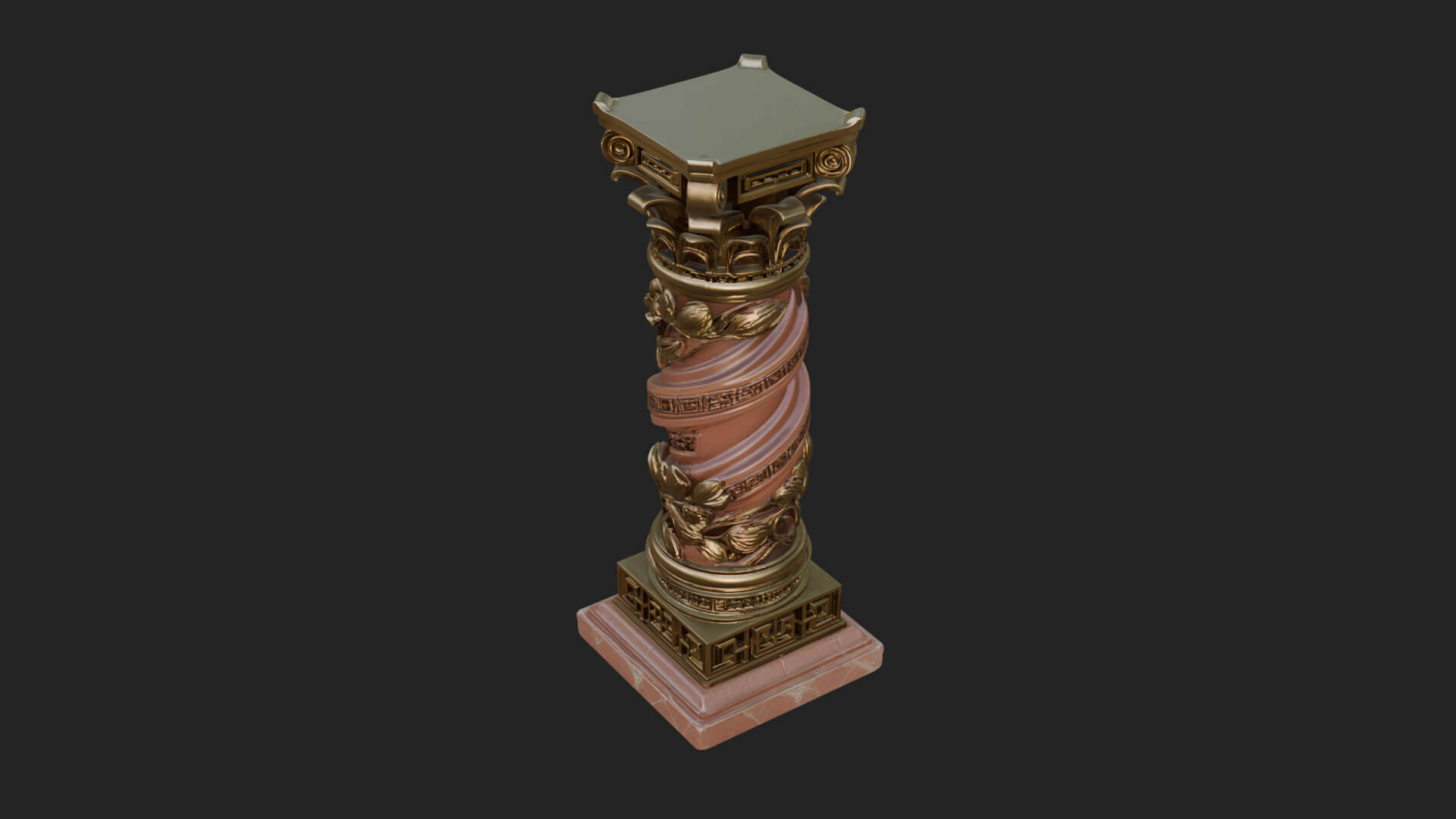 Spiral Carved Stone Column Design 4 3D Print Model 3D Model