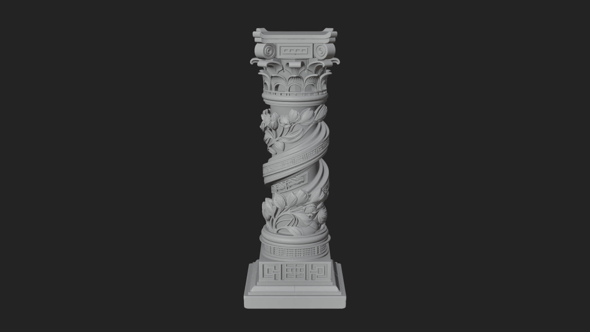 Spiral Carved Stone Column Design 4 3D Print Model 3D Model