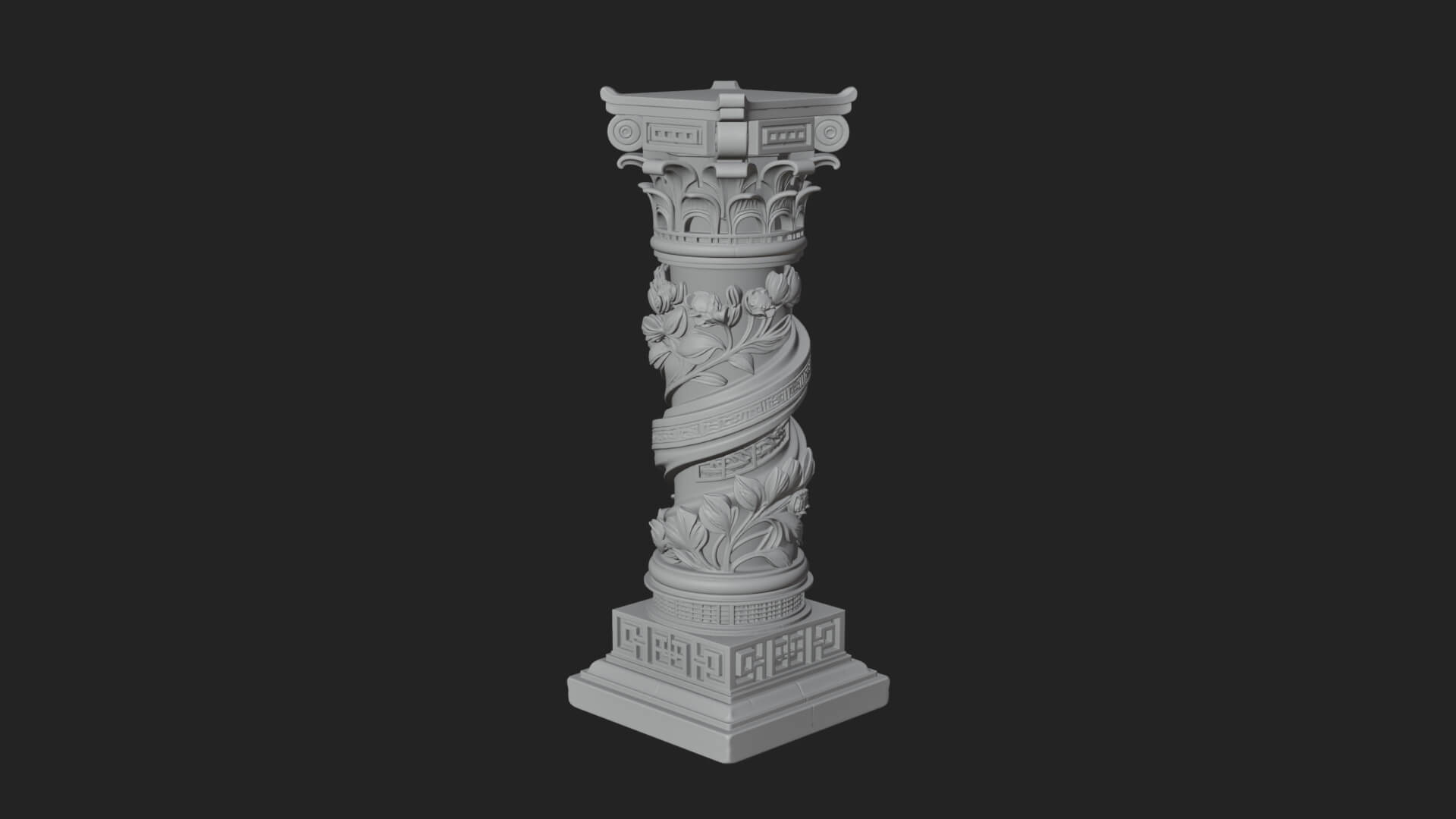 Spiral Carved Stone Column Design 4 3D Print Model 3D Model