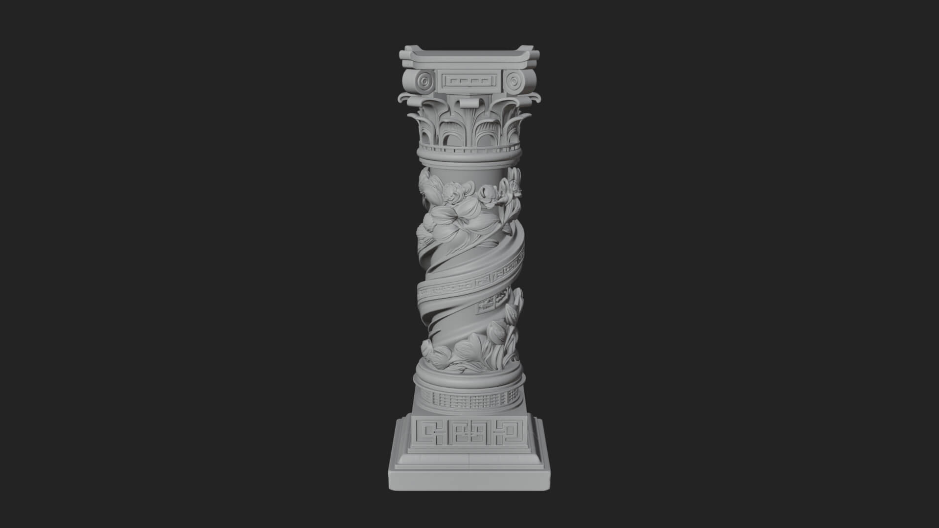 Spiral Carved Stone Column Design 4 3D Print Model 3D Model