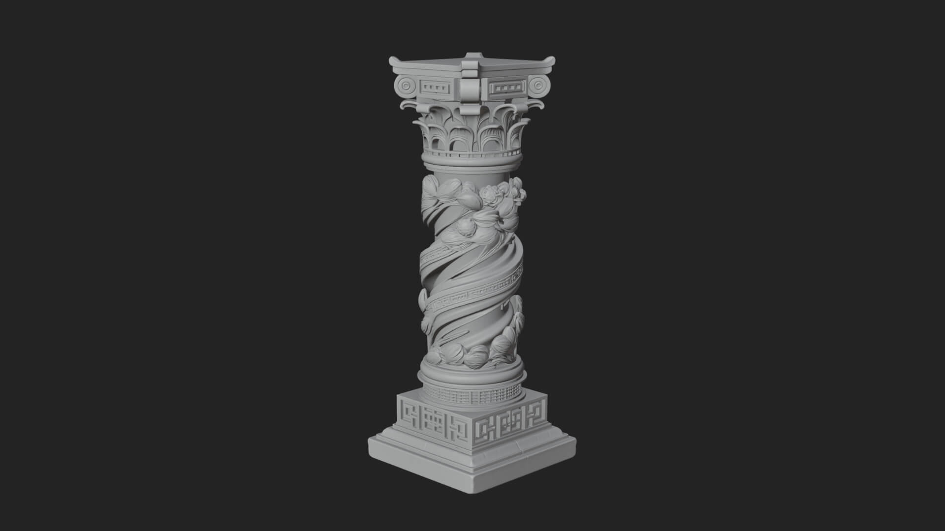 Spiral Carved Stone Column Design 4 3D Print Model 3D Model