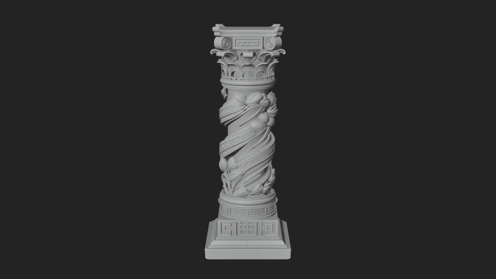 Spiral Carved Stone Column Design 4 3D Print Model 3D Model