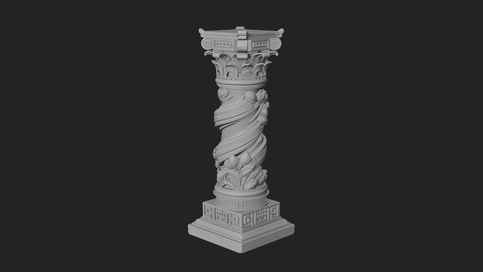 Spiral Carved Stone Column Design 4 3D Print Model 3D Model