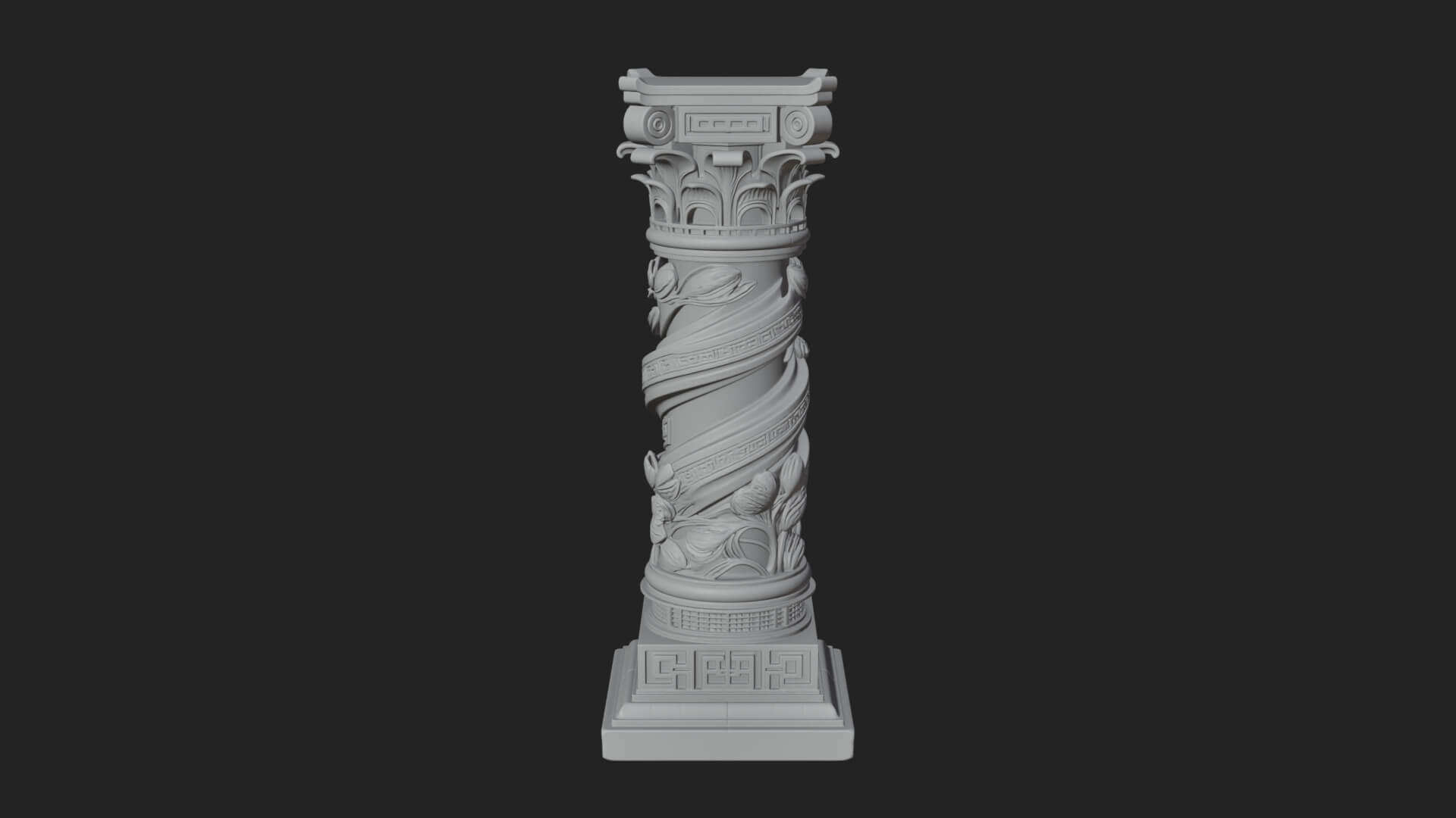 Spiral Carved Stone Column Design 4 3D Print Model 3D Model