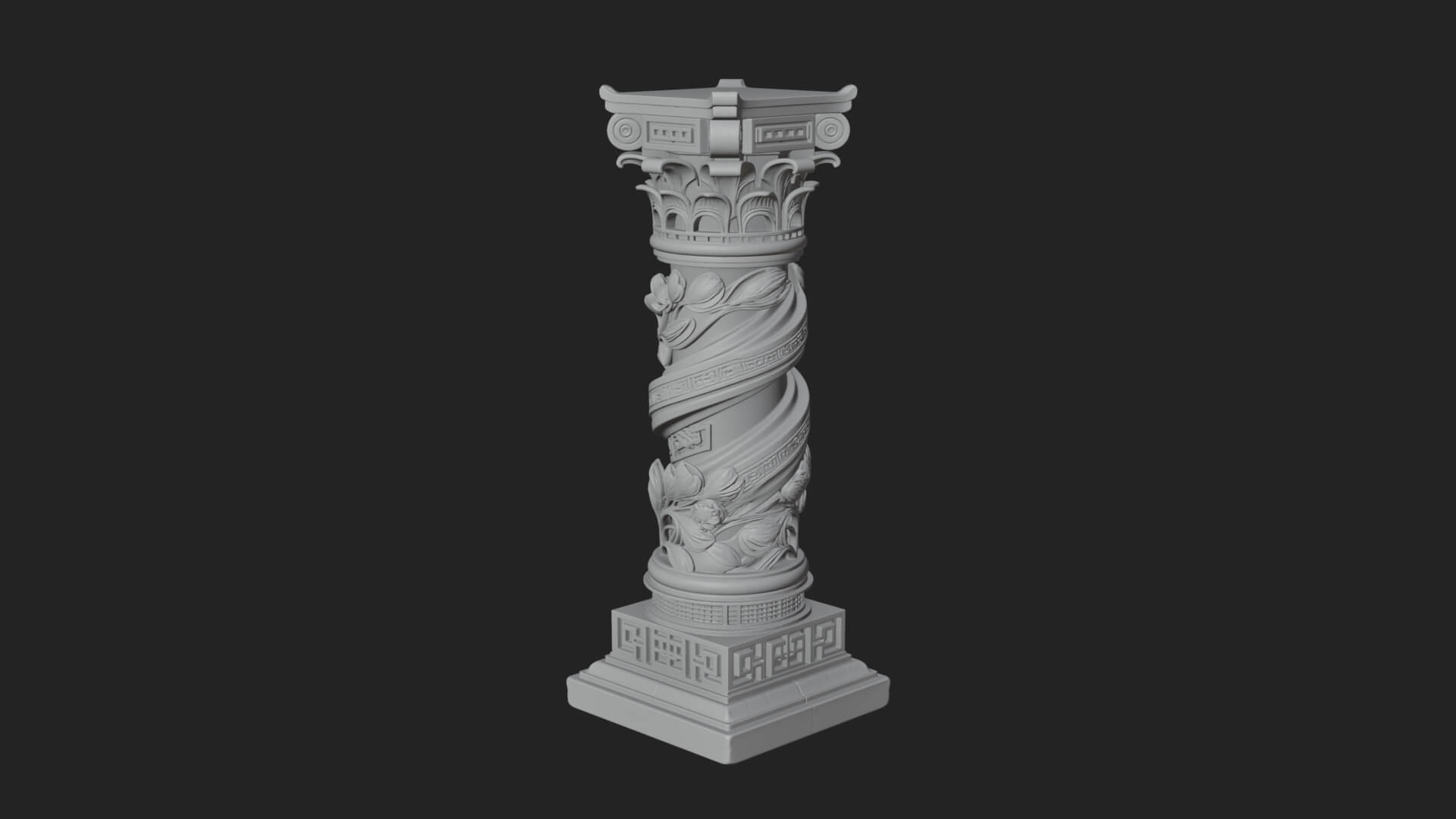 Spiral Carved Stone Column Design 4 3D Print Model 3D Model