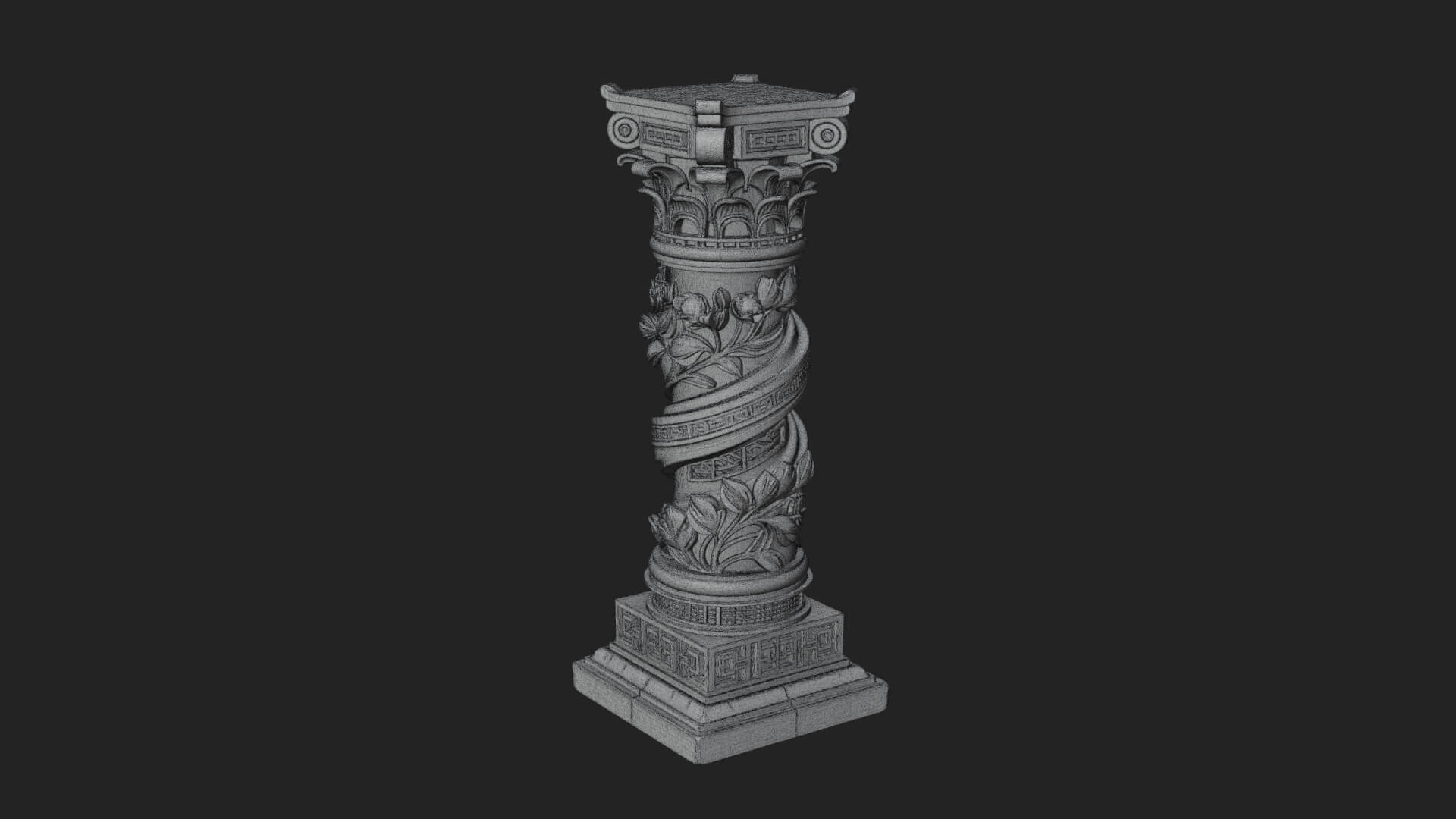 Spiral Carved Stone Column Design 4 3D Print Model 3D Model