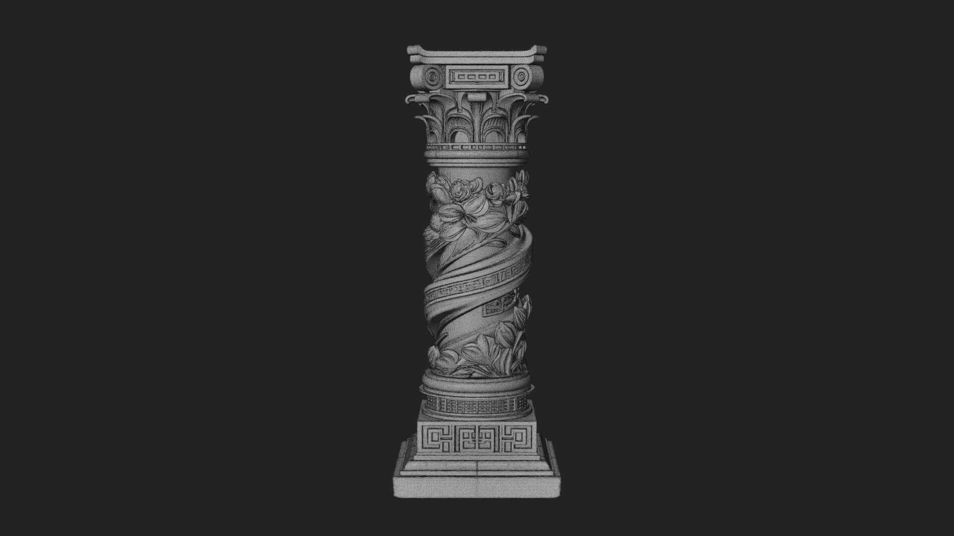 Spiral Carved Stone Column Design 4 3D Print Model 3D Model