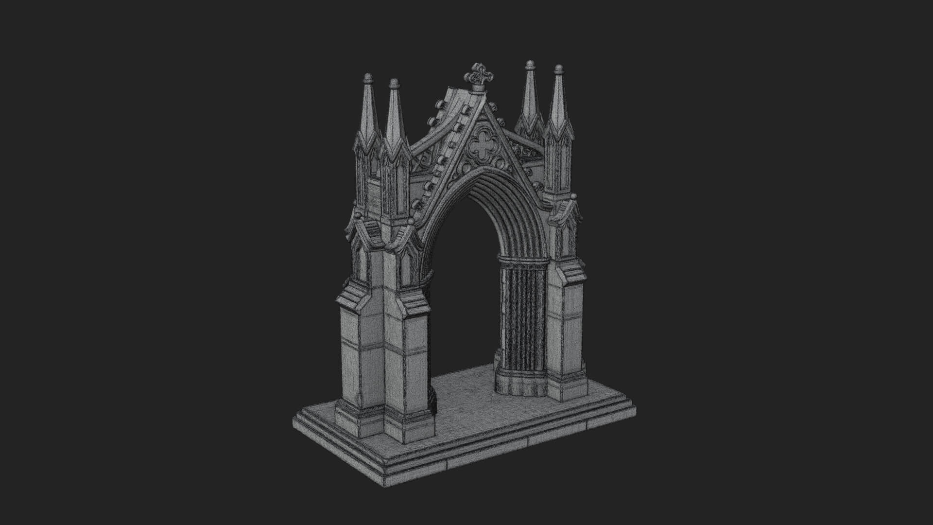 Spired Gothic Arch Design 2 3D Print Model 3D Model