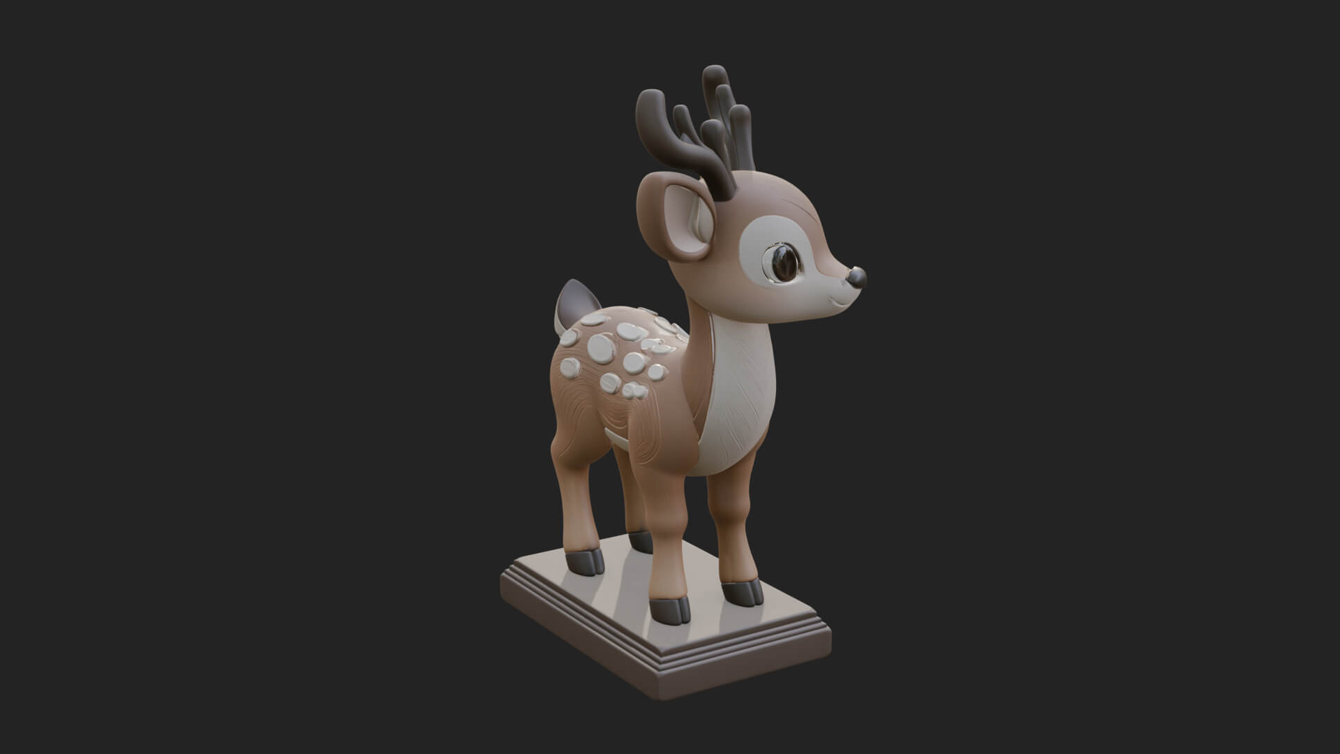Spotted Fawn Deer Statue Design 1 3D Print Model 3D Model