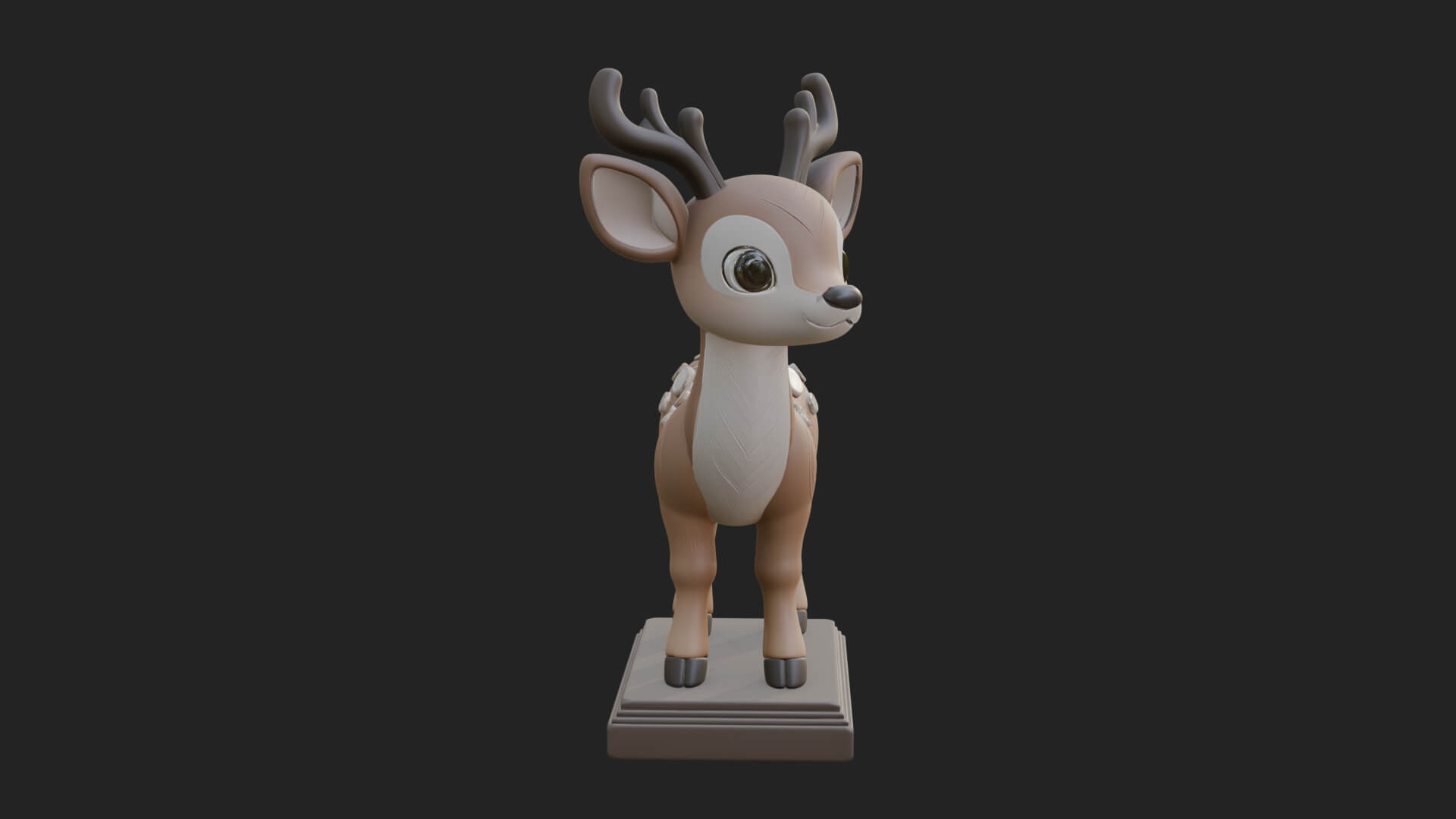 Spotted Fawn Deer Statue Design 1 3D Print Model 3D Model
