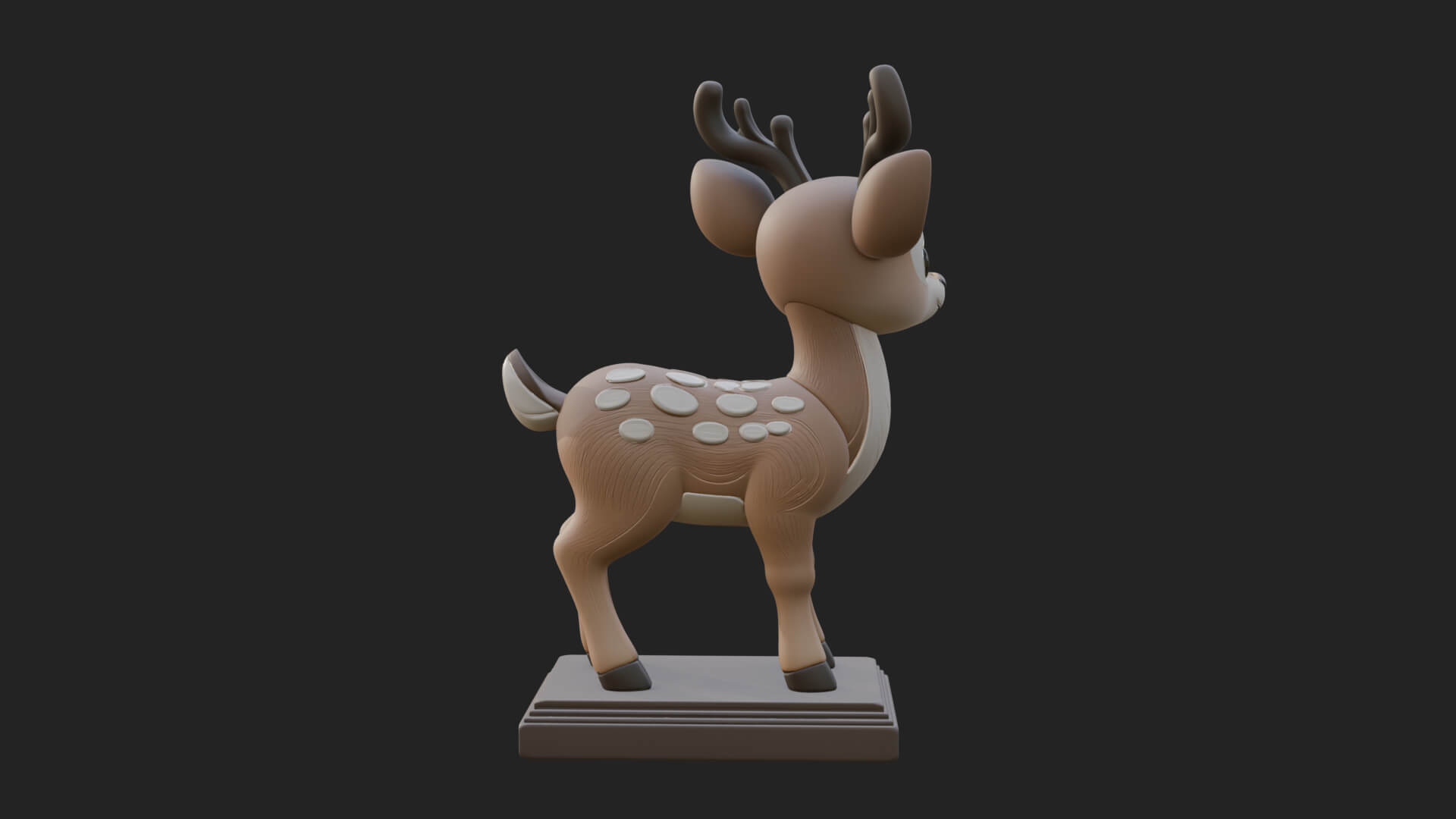 Spotted Fawn Deer Statue Design 1 3D Print Model 3D Model