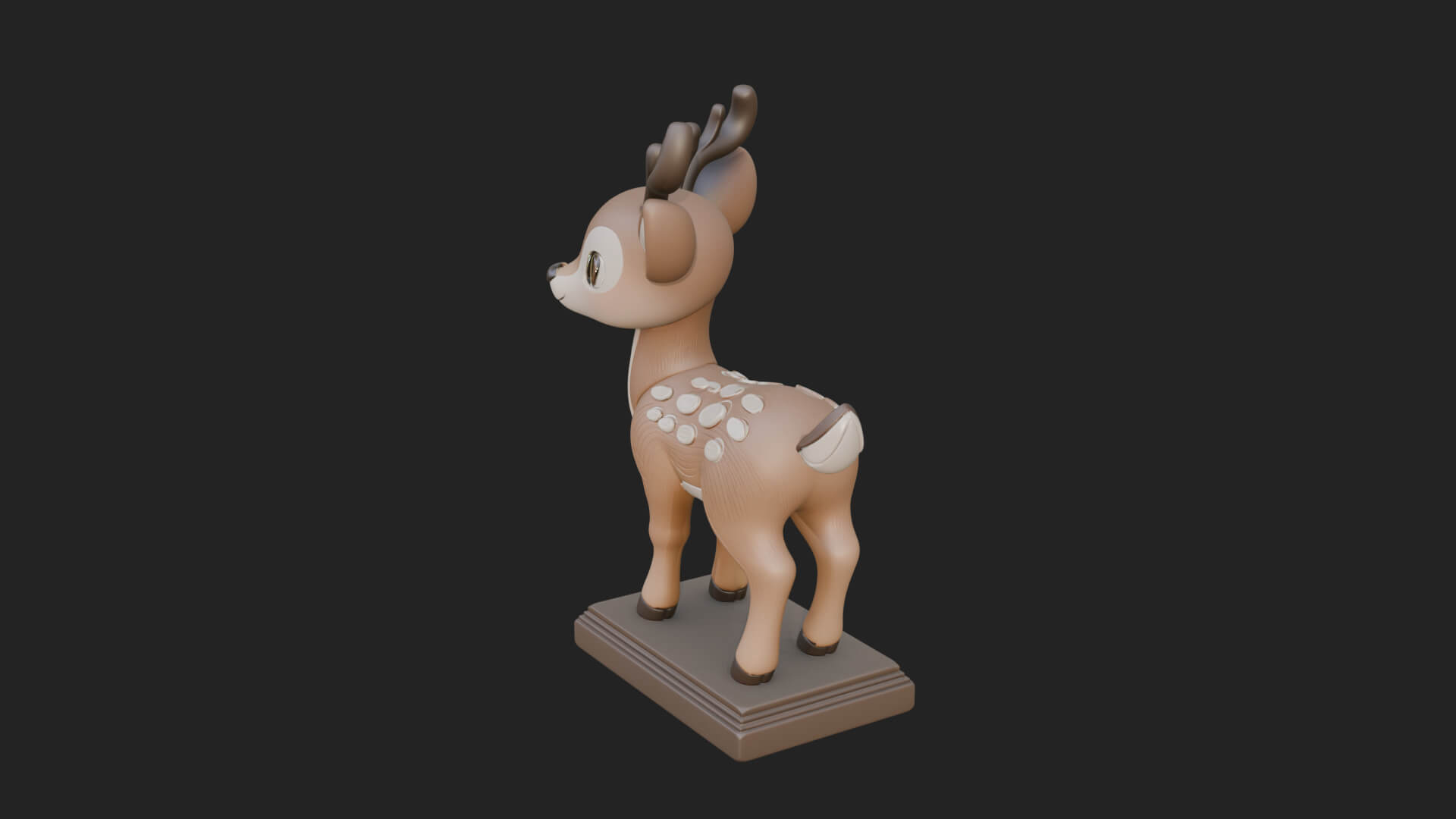 Spotted Fawn Deer Statue Design 1 3D Print Model 3D Model