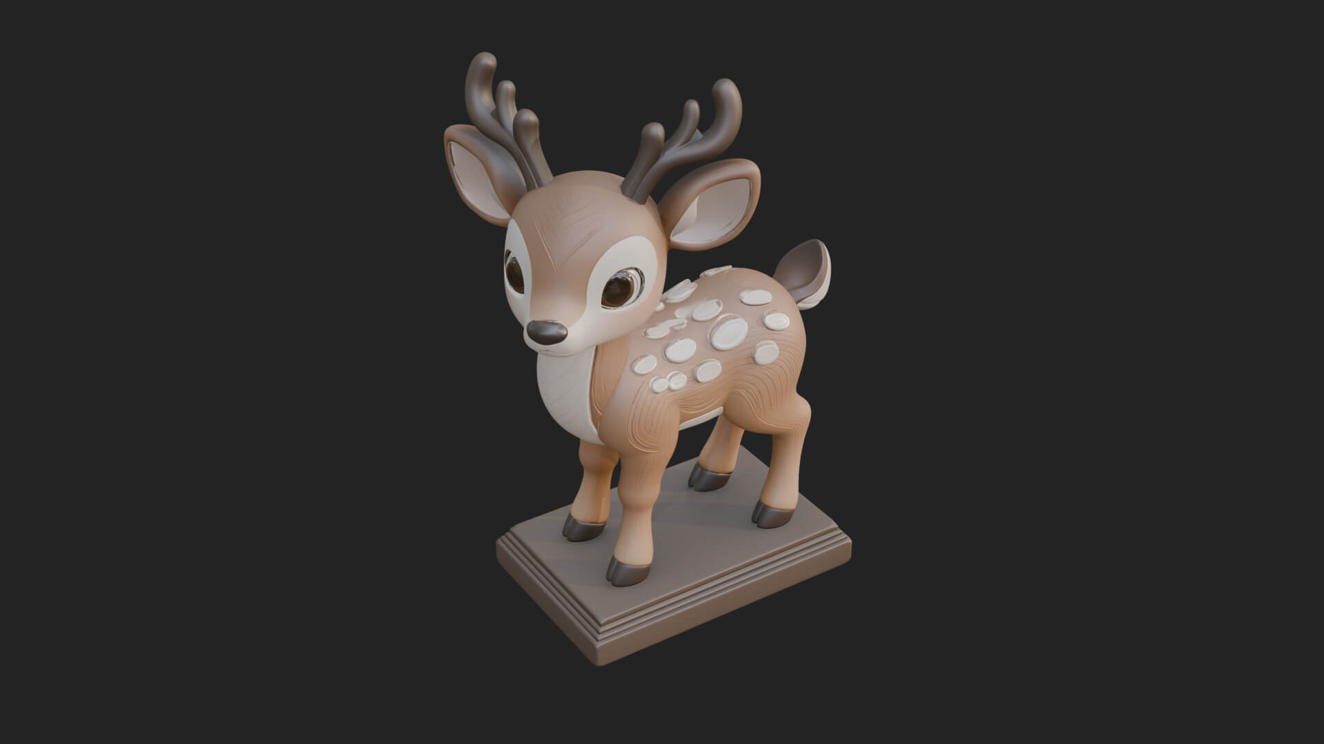 Spotted Fawn Deer Statue Design 1 3D Print Model 3D Model