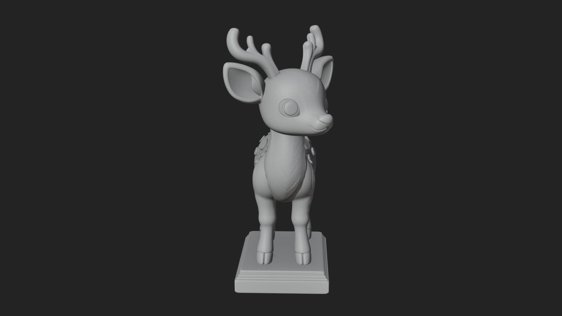 Spotted Fawn Deer Statue Design 1 3D Print Model 3D Model