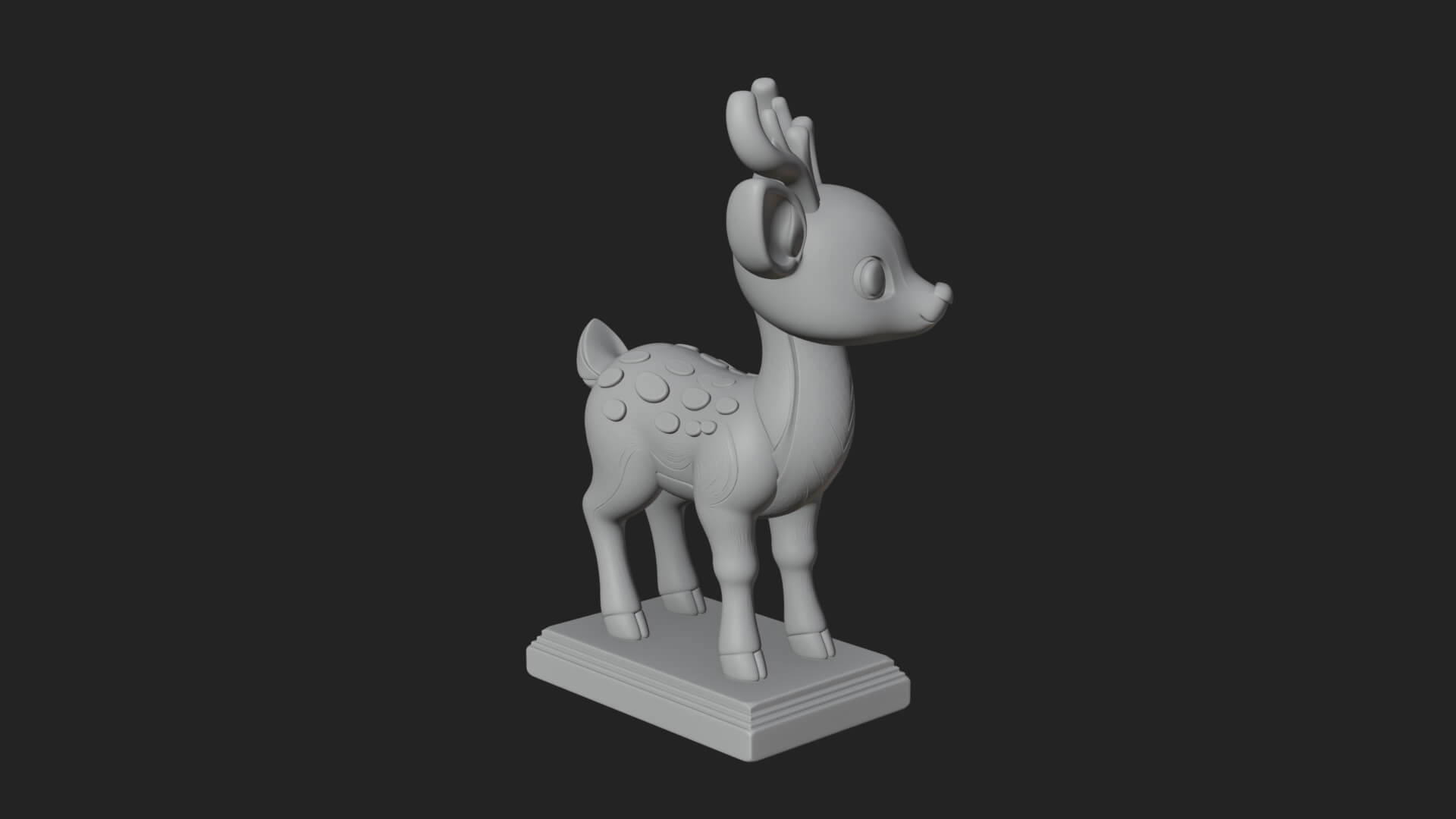 Spotted Fawn Deer Statue Design 1 3D Print Model 3D Model