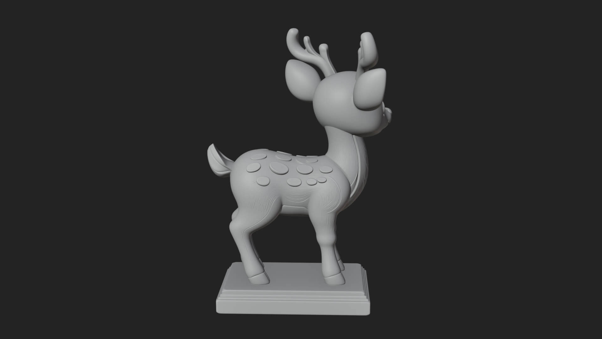 Spotted Fawn Deer Statue Design 1 3D Print Model 3D Model