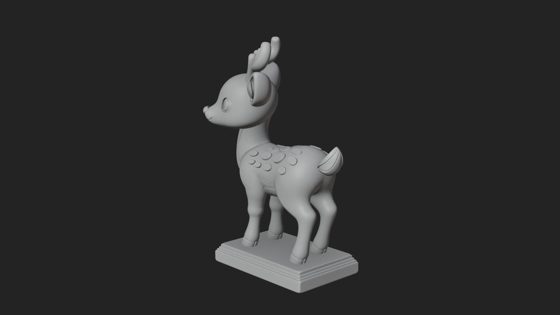 Spotted Fawn Deer Statue Design 1 3D Print Model 3D Model