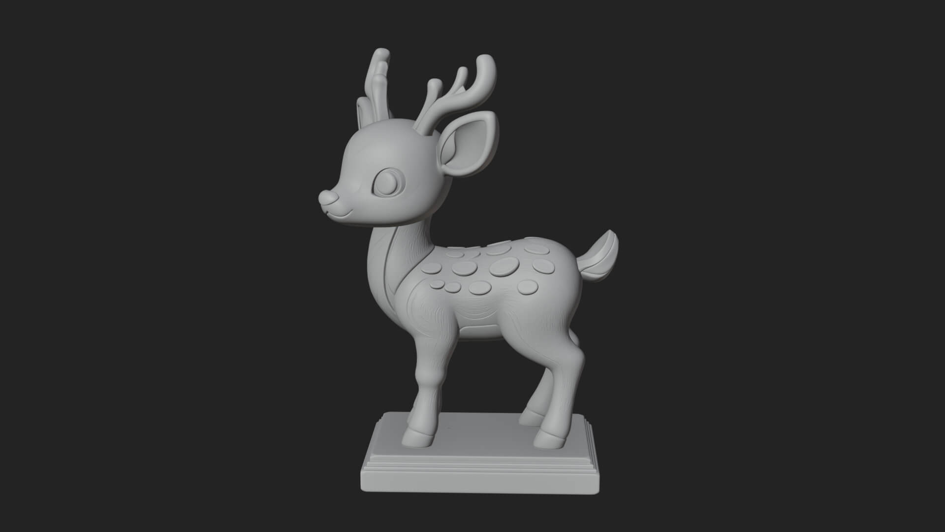 Spotted Fawn Deer Statue Design 1 3D Print Model 3D Model